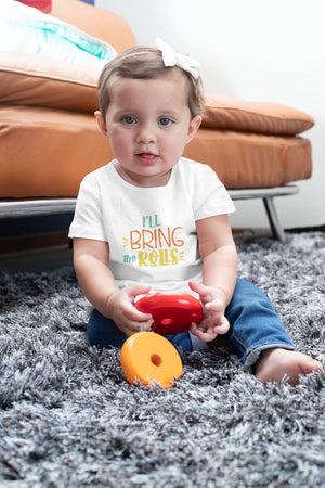 Available garment styles for I'll Bring the Rolls First Thanksgiving Baby Onesie®