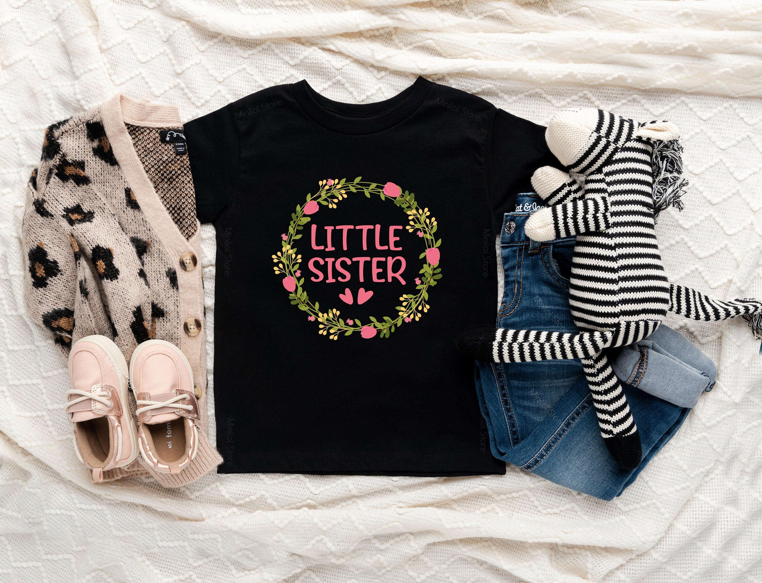 Little Sister Floral Onesie, Little Sister Baby Onesie, Little Sister Shirt Baby Gift, Littler Sister Raglan, Sister Toddler Shirts, Flowers