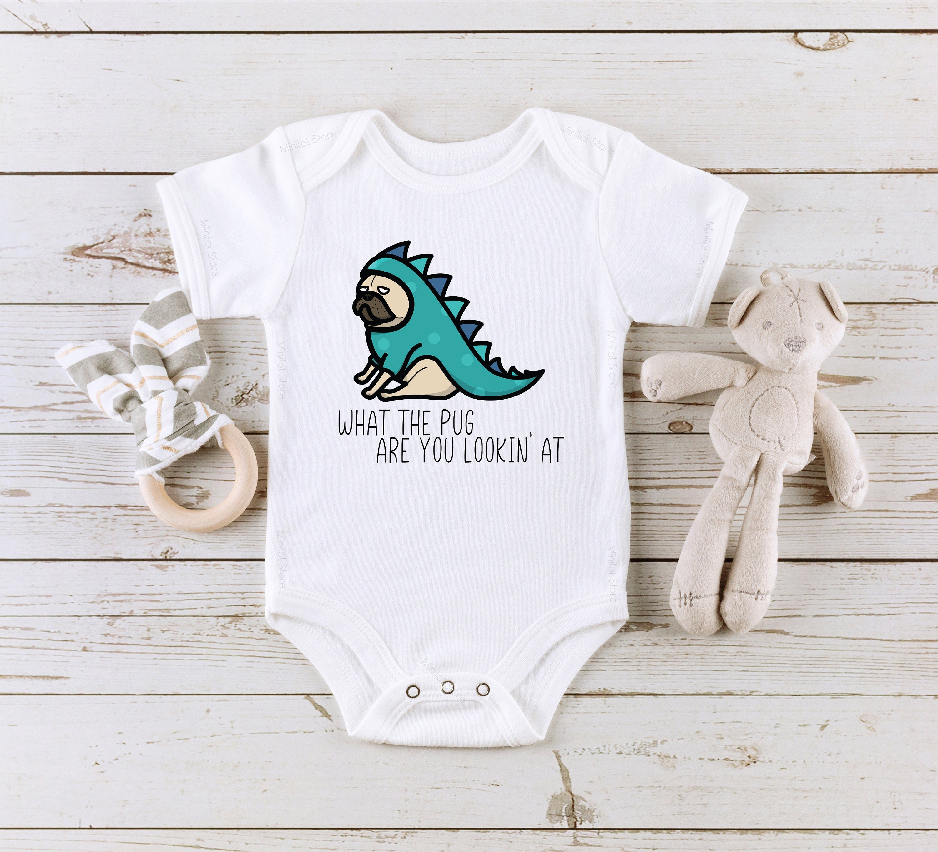 Pug Baby Onesie® Funny Baby Onesie® Hipster Baby Onesie® Cute What The Pug Are You Looking At Baby Onesie® Dog Baby Onesie®