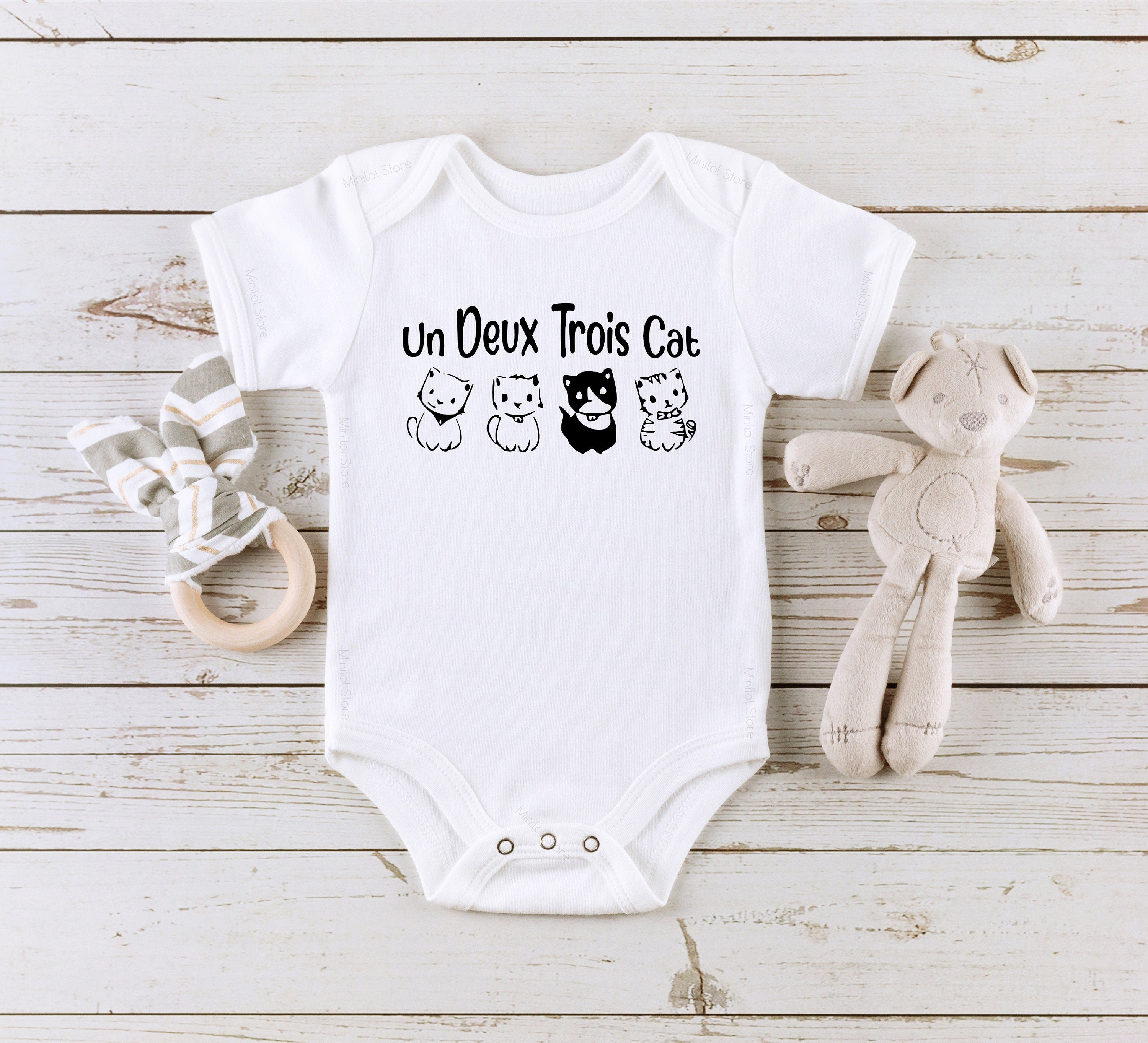 Un Deux Trois Cat Onesie, Cat Owner Gift, Cat Lady, Funny Cat, Funny French Cat Onesie, Kitten Toddler Shirt, Cat Lover Gift, Cute Baby Gift