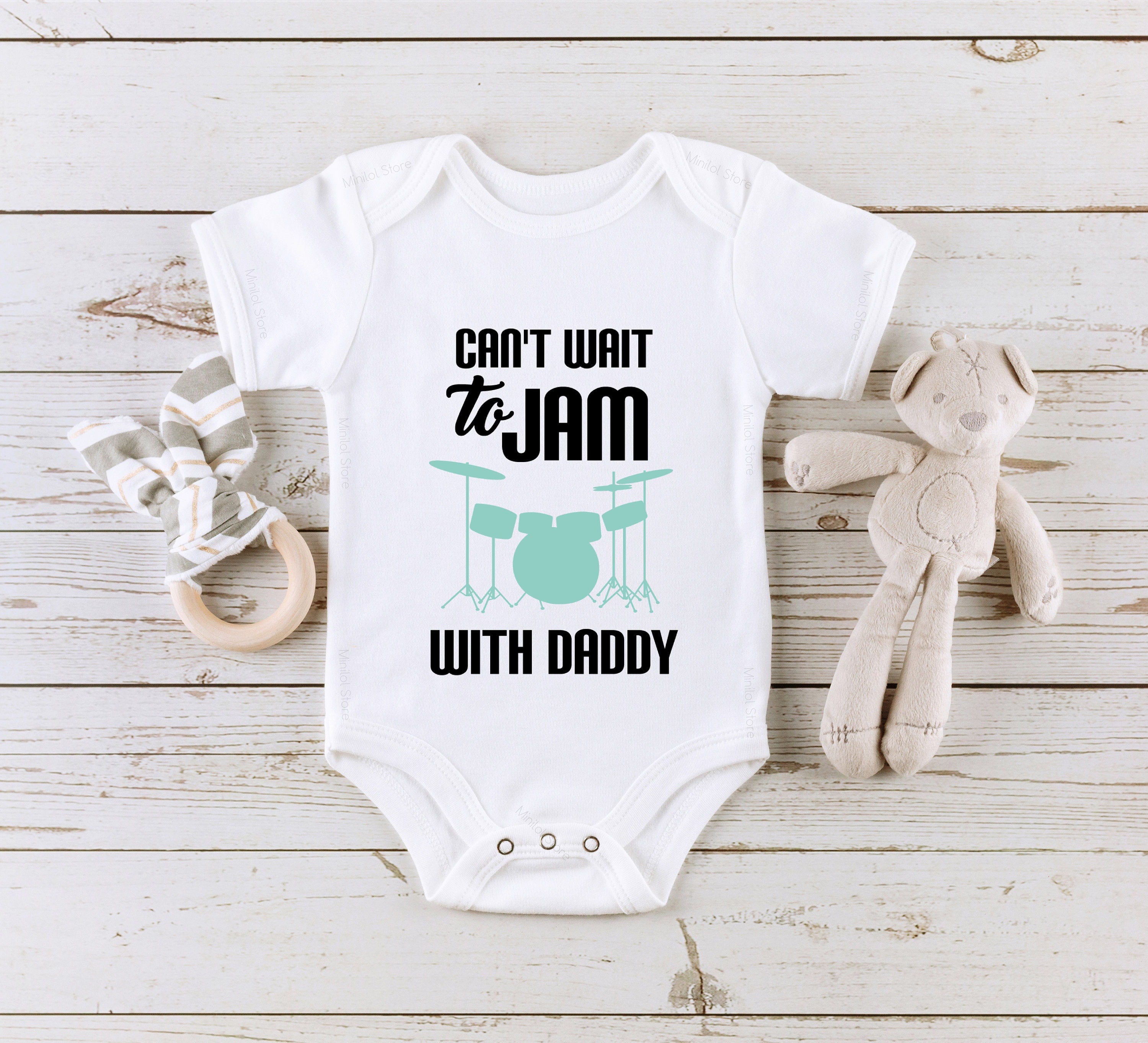 Baby Announcement Onesie® Jam With Daddy Baby Onesie® Rock Baby Onesie® Band Member Baby Onesie® Future Rock Musician Onesie®