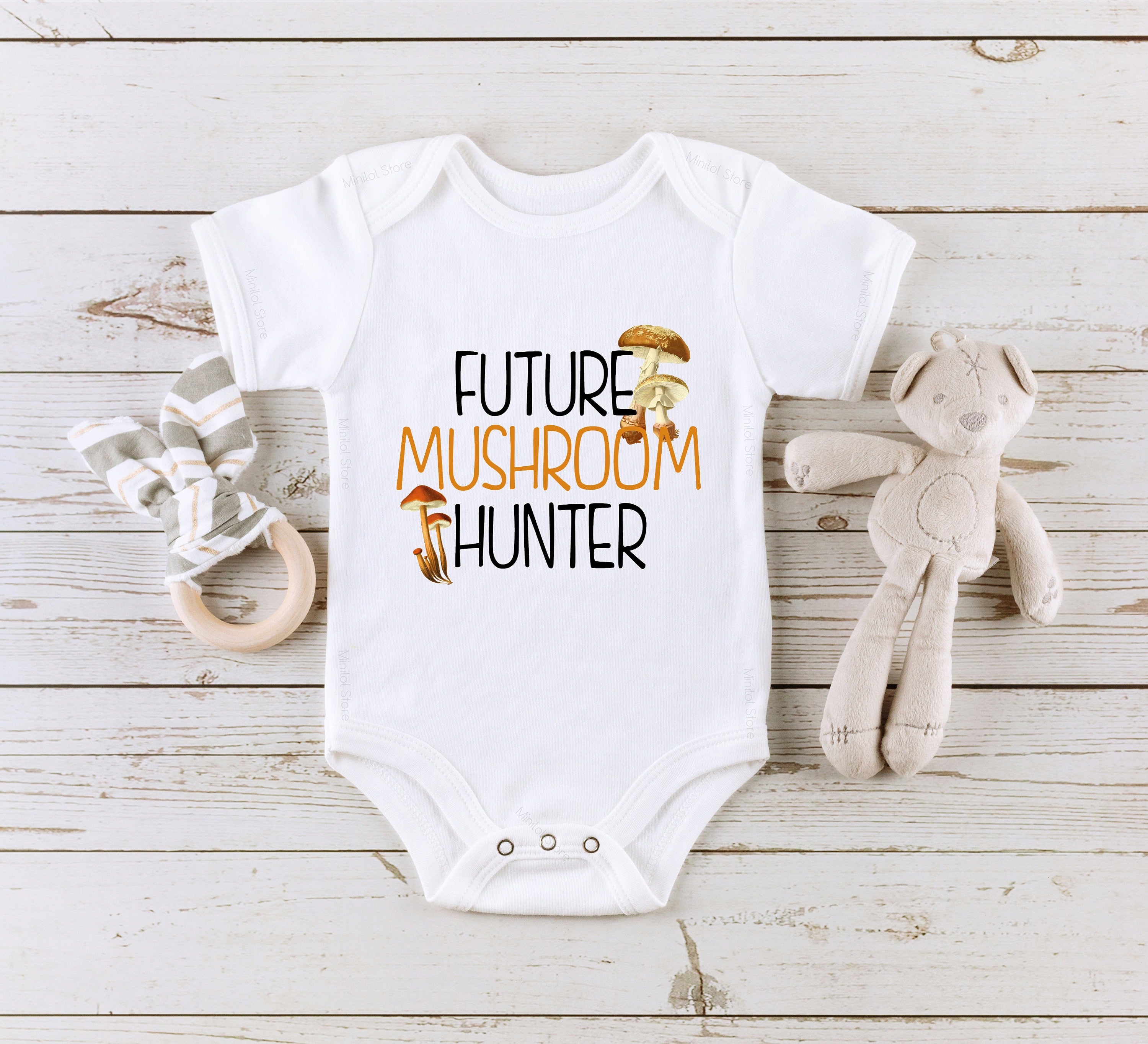 Future Mushroom Hunter Baby Onesie® Mushroom Forager Baby Onesie® Mushroom Bodysuit, Adventure Onesie®