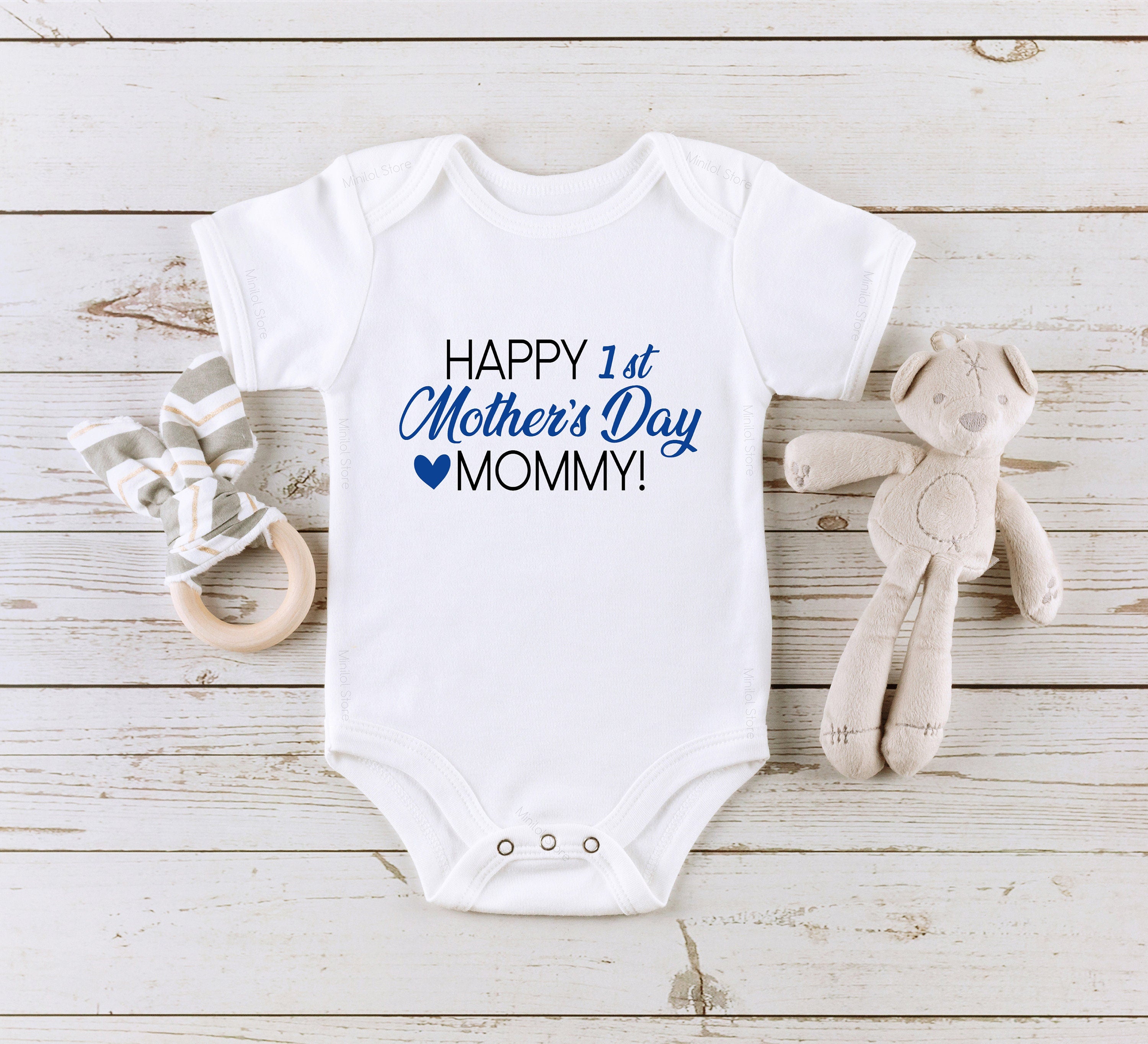 Happy 1st Mother's Day Onesie®, Baby Boys Mother's Day Onesie®, Boys Mother's Day Bodysuit, Mother's Day Onesie®For Boys, Baby Mother's Day