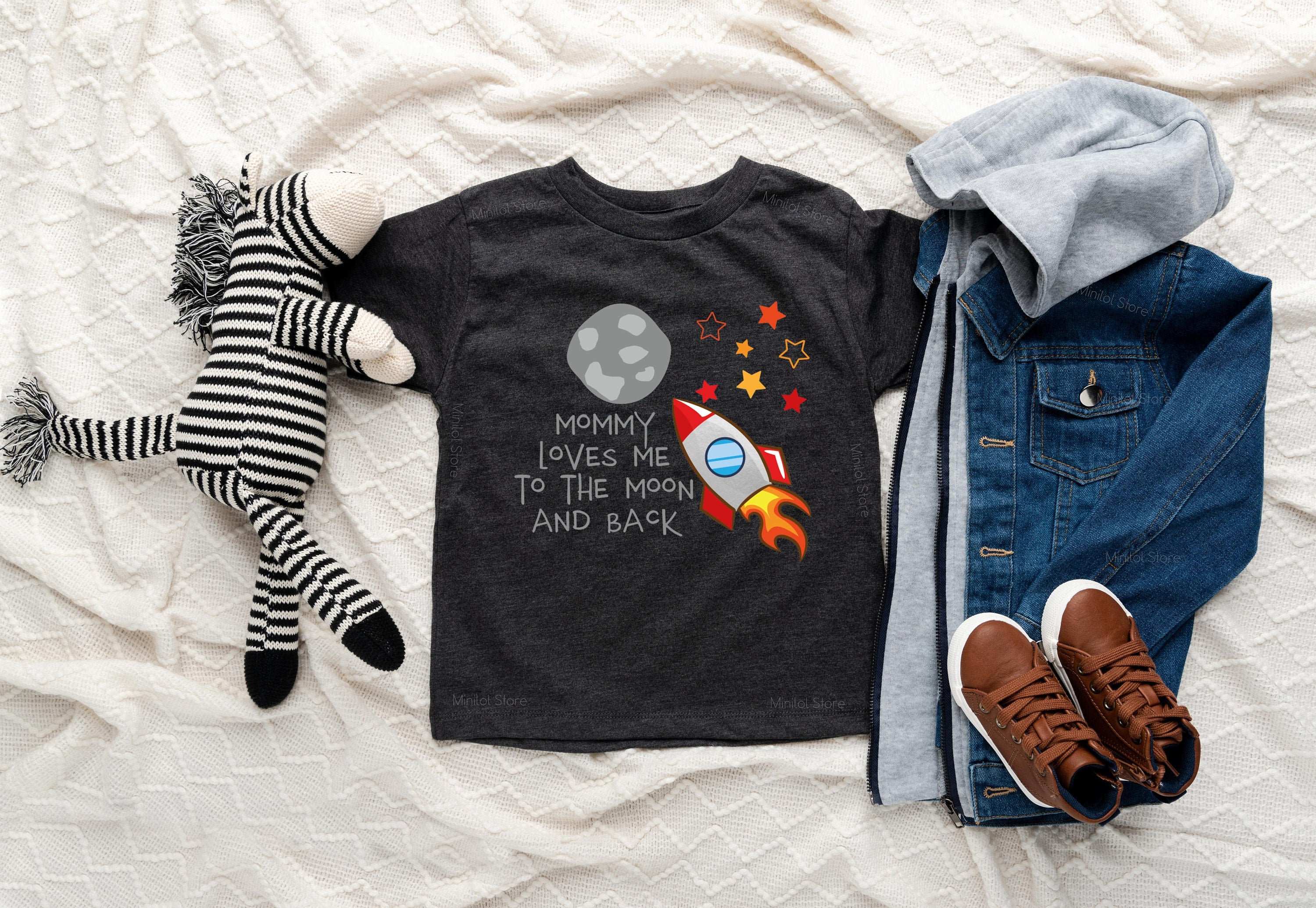 Mommy Loves Me To The Moon And Back Kids Shirt, Cute Boys Toddler Shirt, Mother's Day Shirt, Mother's Day Gift