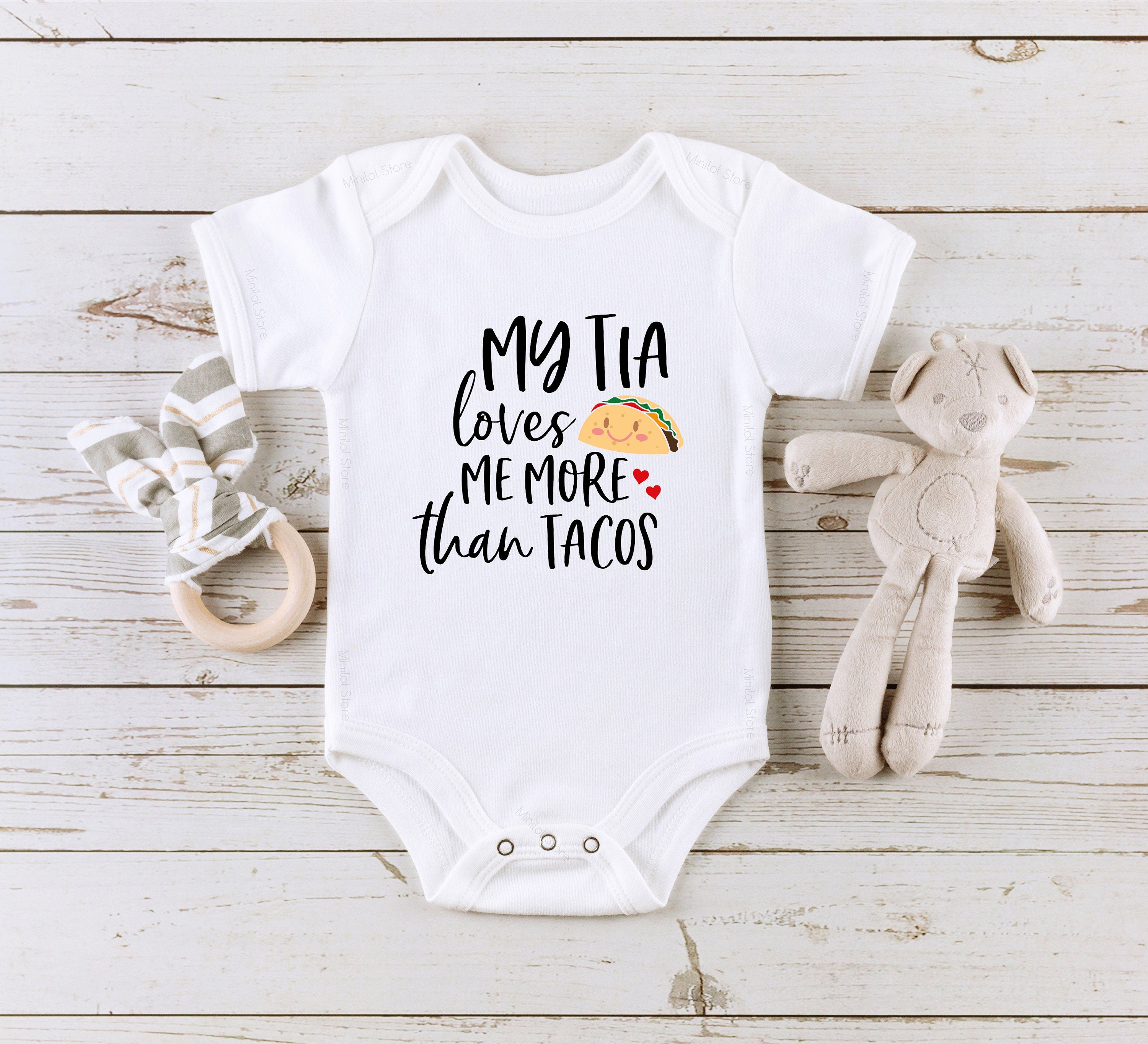 Tia Onesie®, My Tia Loves Me More Than Tacos Onesie®, New Tia Baby Onesie®, Cute Baby