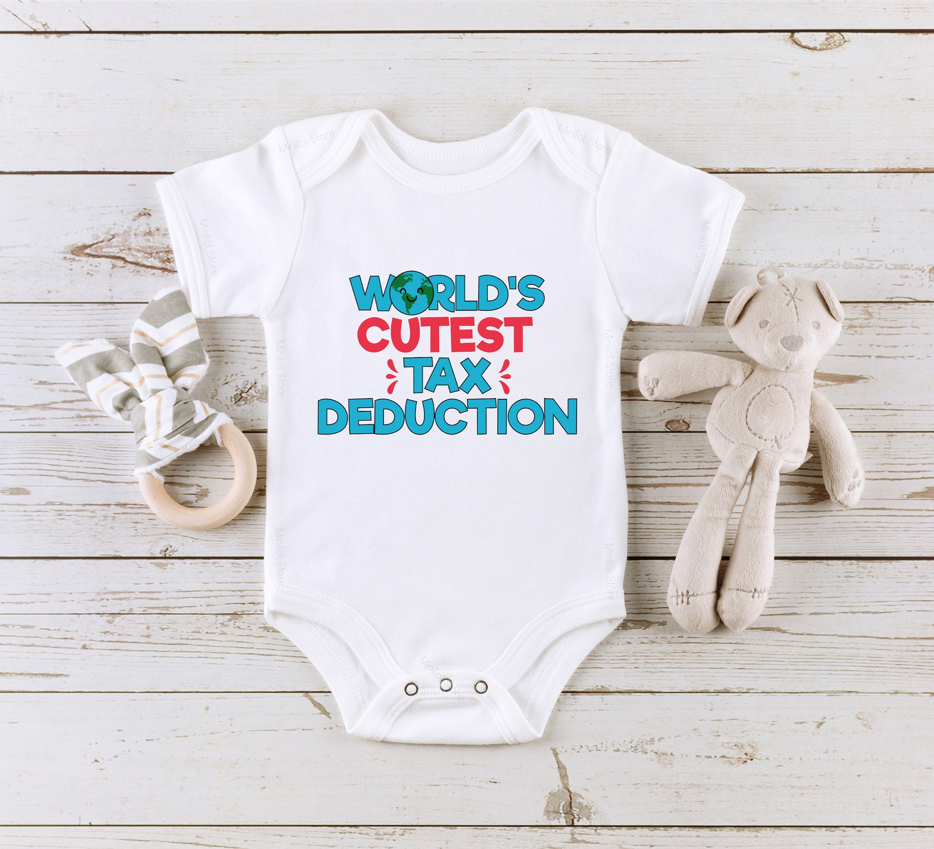 World's Cutest Tax Deduction Onesie® Pregnancy Announcement Onesie® Funny Baby Onesie® Pregnancy Reveal Onesie® Baby Shower Gift