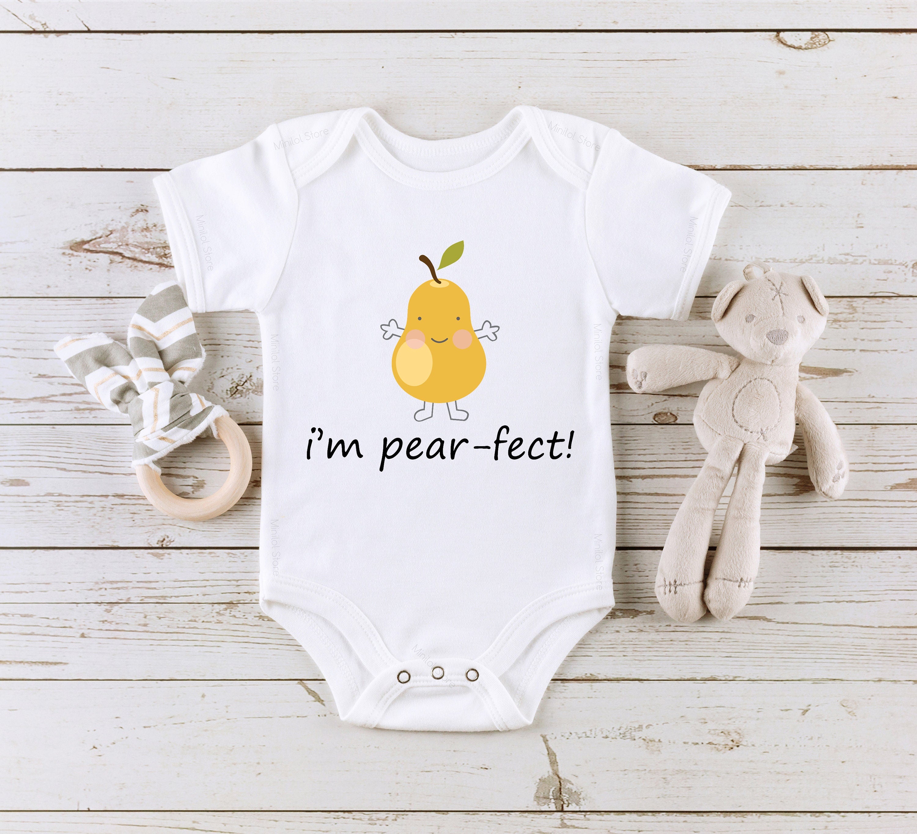 I'm Pear-Fect Baby Onesie®, Cute Pear Pun Onesie®, Vegan Baby Onesie®, Cute Fruit Baby Onesie®