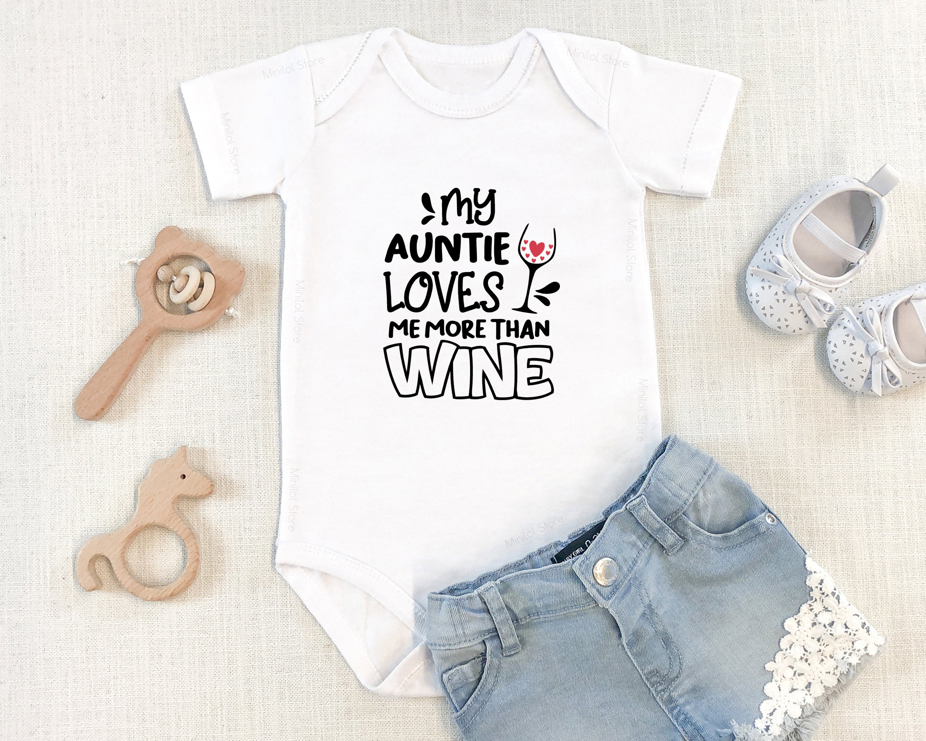 My Auntie Loves Me More Than Wine Onesie® Funny Aunt Onesie®