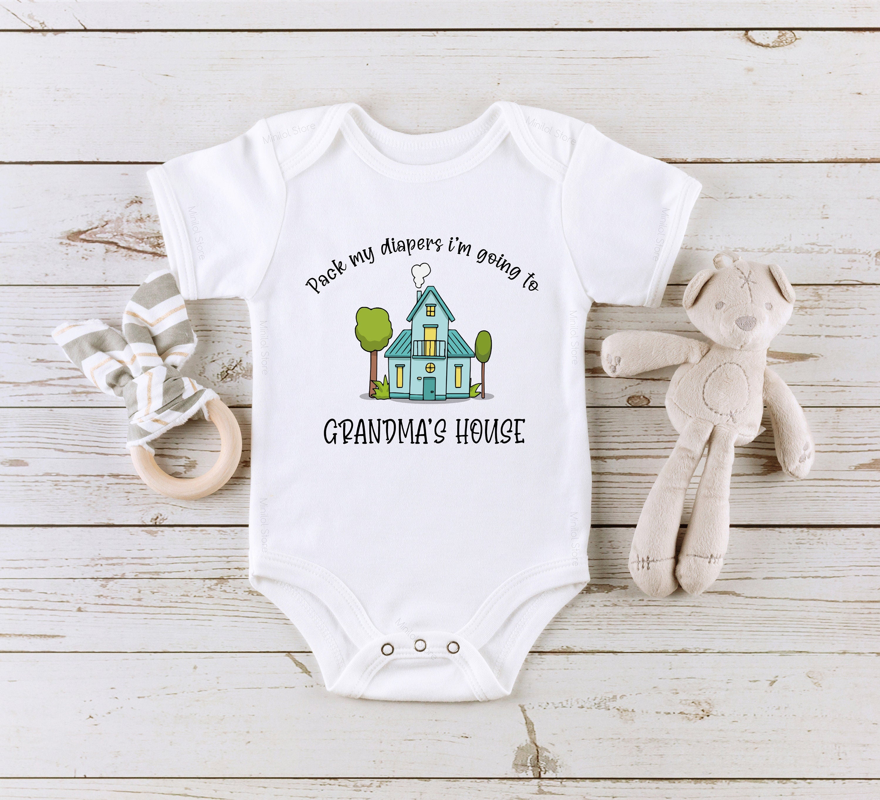 Pack My Diapers I'm Going To Grandma's House Onesie® Funny Baby , Baby Onesie® Girl Onesie® Baby Boy Onesie® Baby Shower Gift