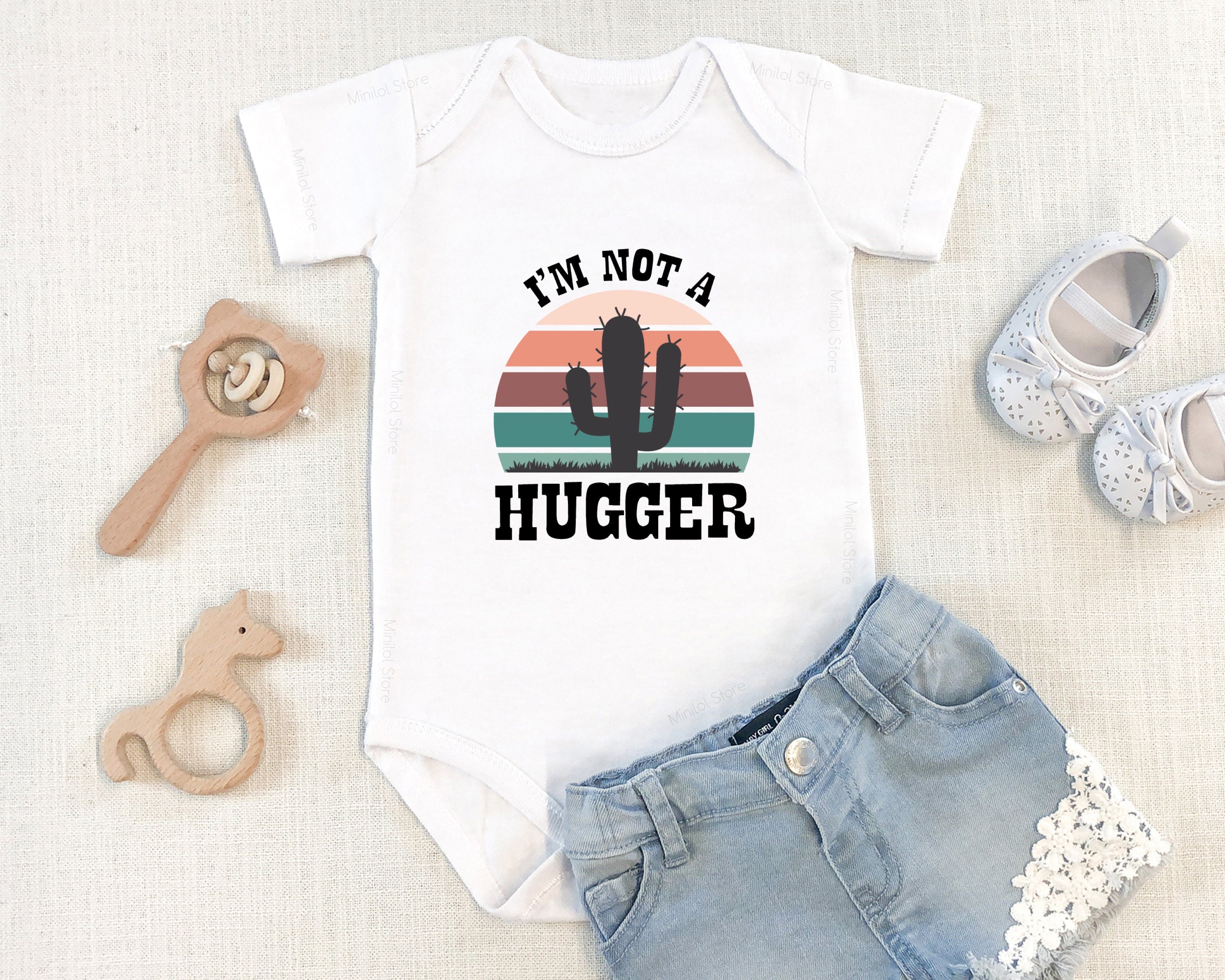 Funny Cactus Baby Onesie®, Hugger Baby Onesie®, Funny Social Distance Baby Onesie®, Unisex Baby Outfit