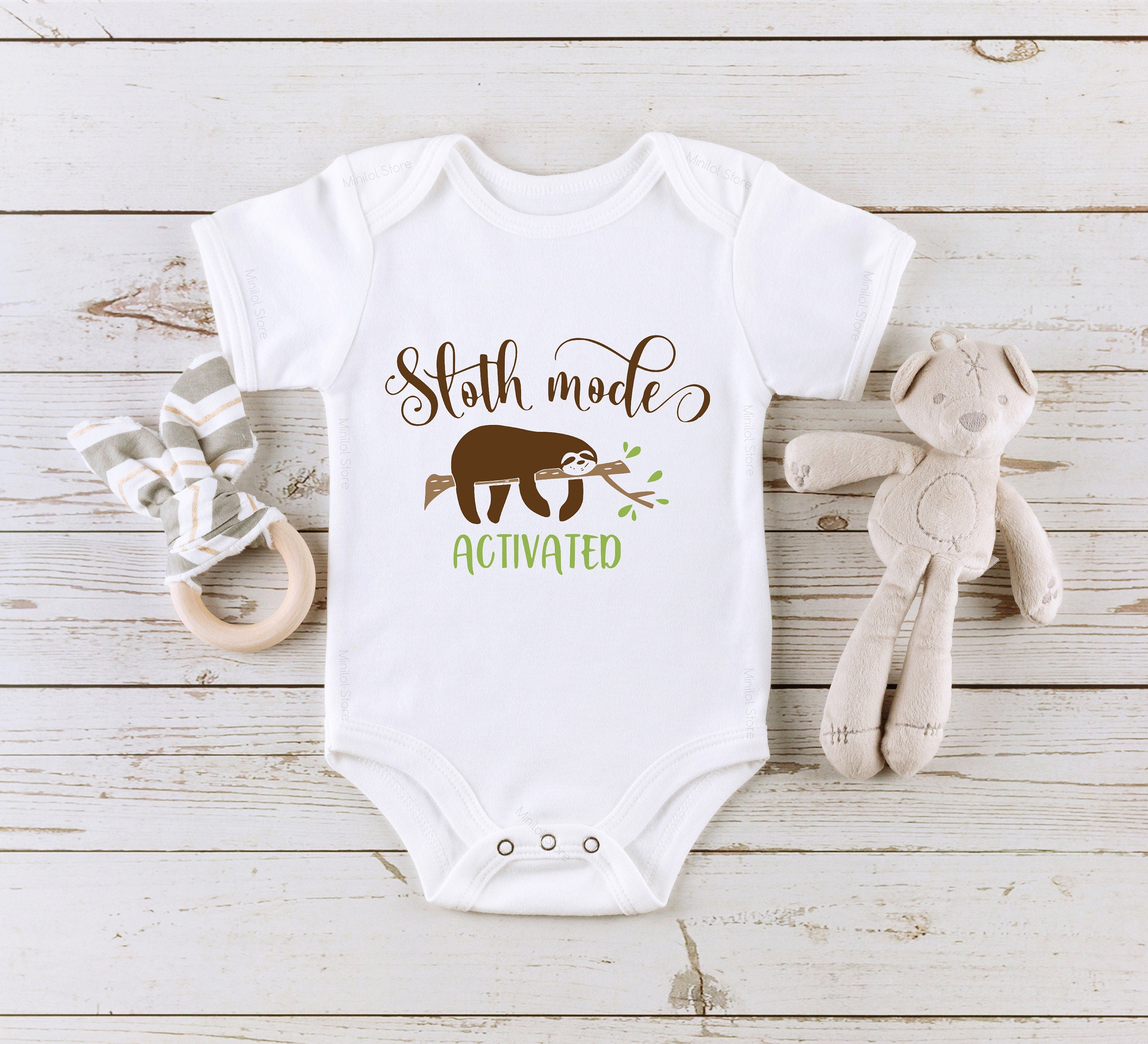 Sloth Baby Onesie®, "Sloth Mode Activated" Baby Onesie®, Funny Baby Onesie®, Cute Baby Onesie®, Hipster Baby Onesie®