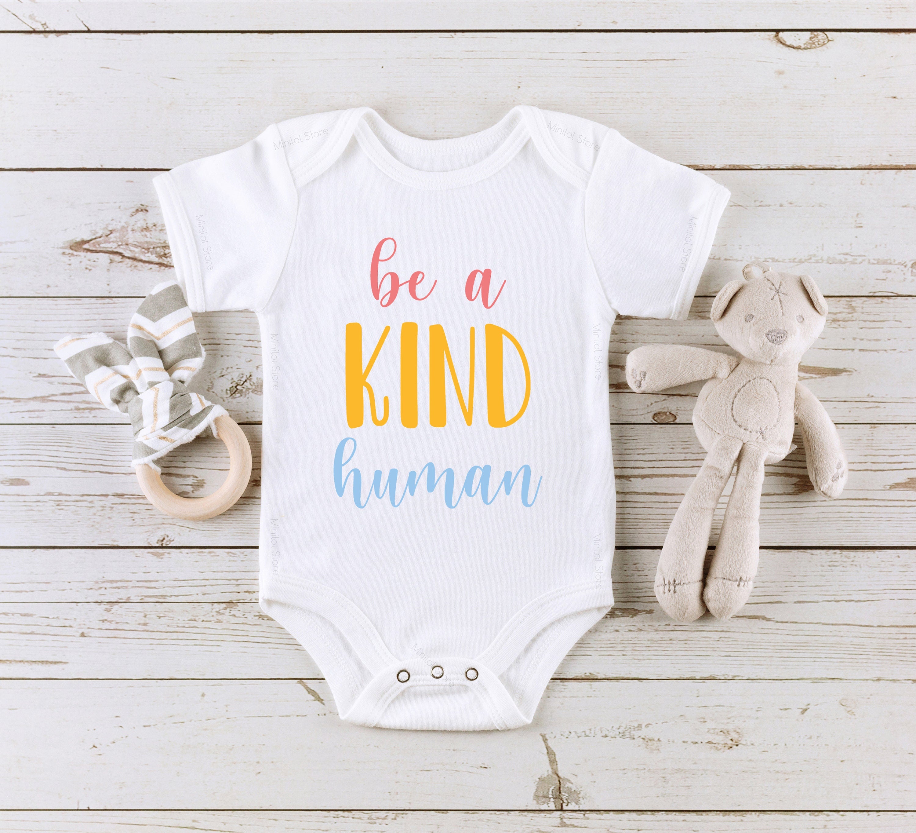 Be A Kind Human Baby Onesie®, Spread Kindness Unisex Baby Onesie®,  Minimalist Onesie®, Unisex Baby Gift