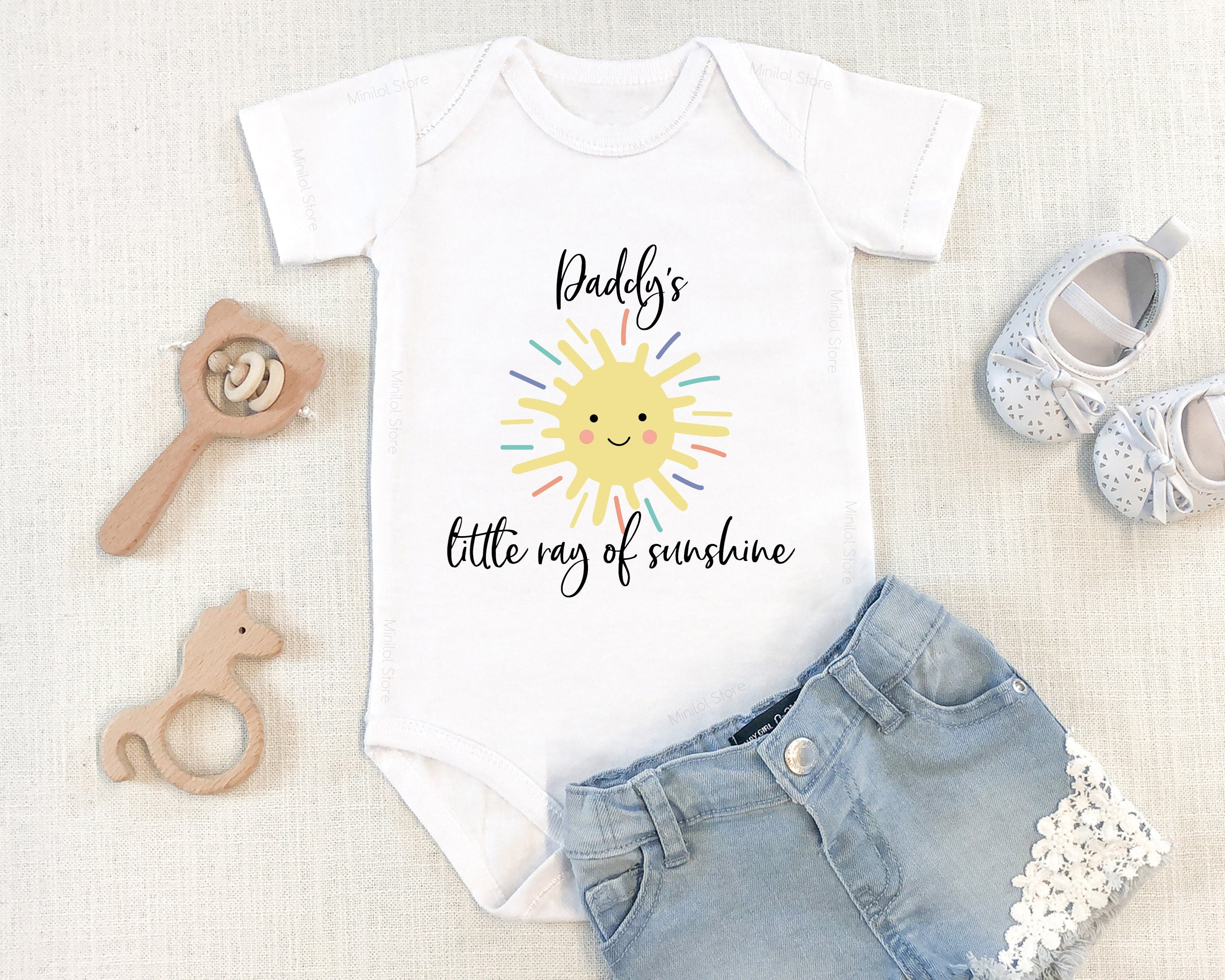 Daddy Baby Onesie® Cute Daddy's Little Ray Of Sunshine Onesie®  Daddy Bodysuit