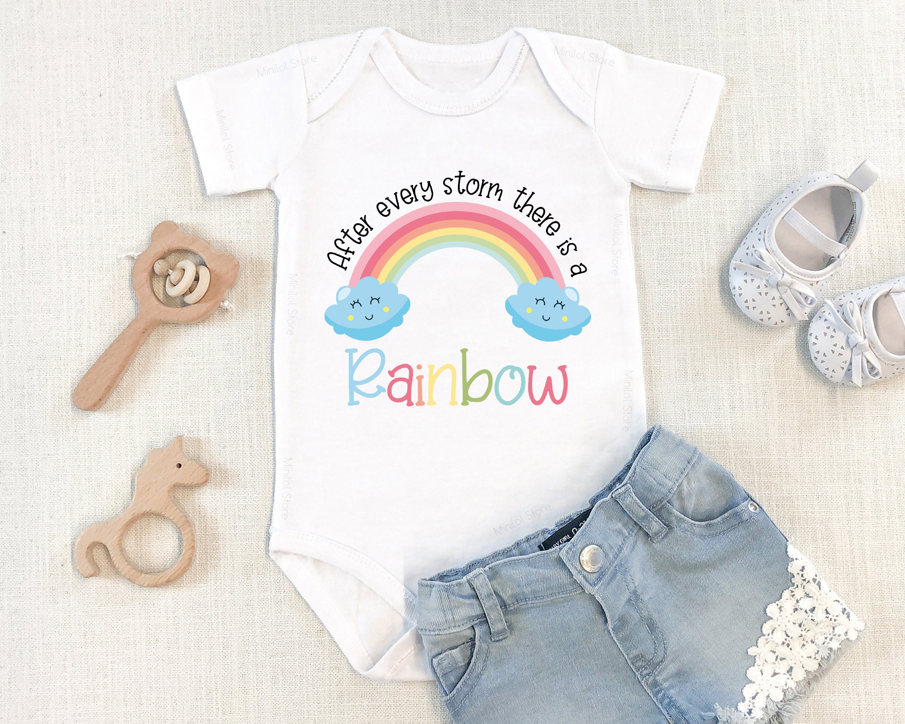 Cute After Every Storm There Is A Rainbow Onesie®, Cute Rainbow Of Hope Baby Onesie®, Cute Baby , Rainbow Onesie®