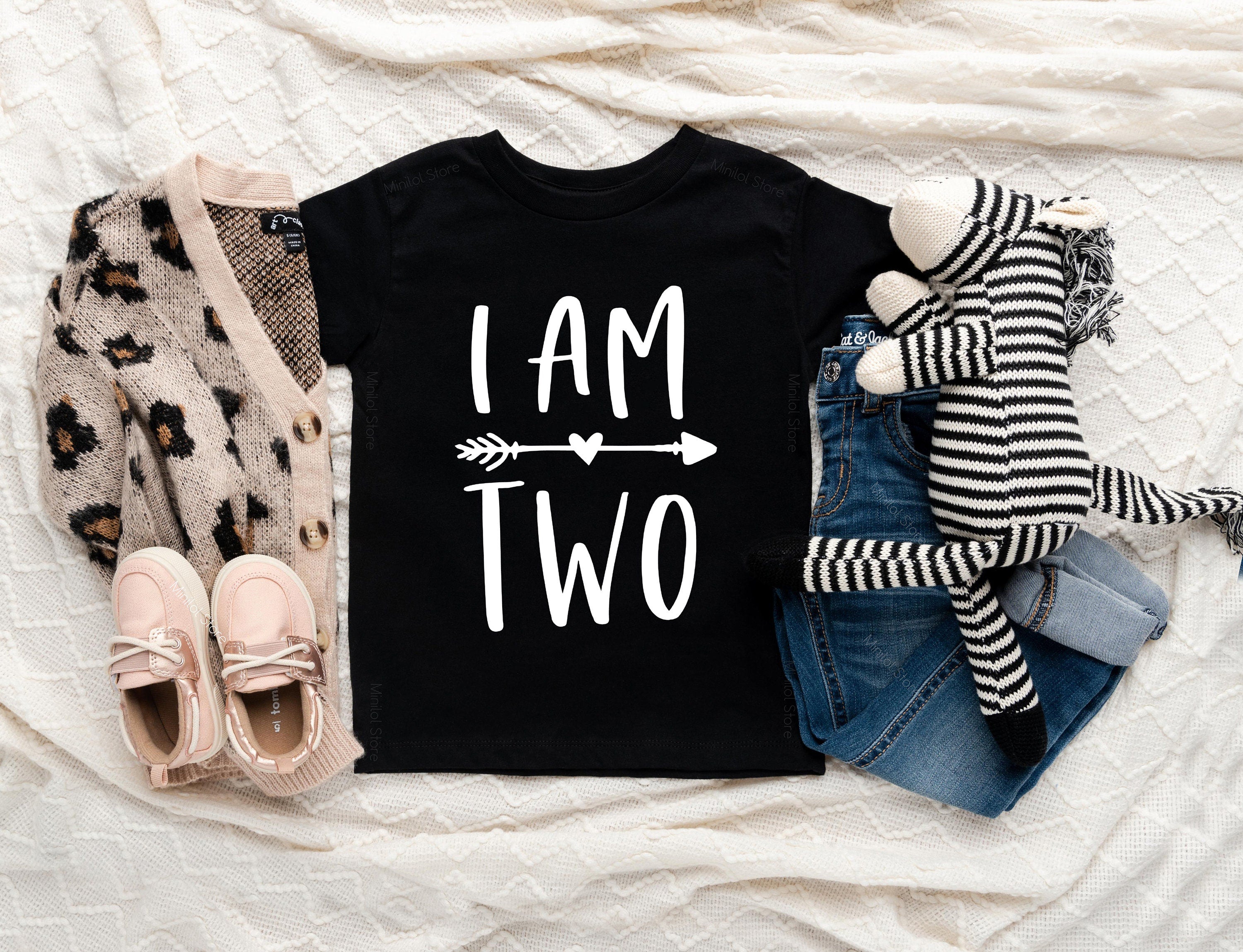 I Am Two Unisex Kids T-shirt, Birthday 2nd Birthday Gift, Party Child Sibling Celebration Present T Shirt, 2 Year Old Second Birthday