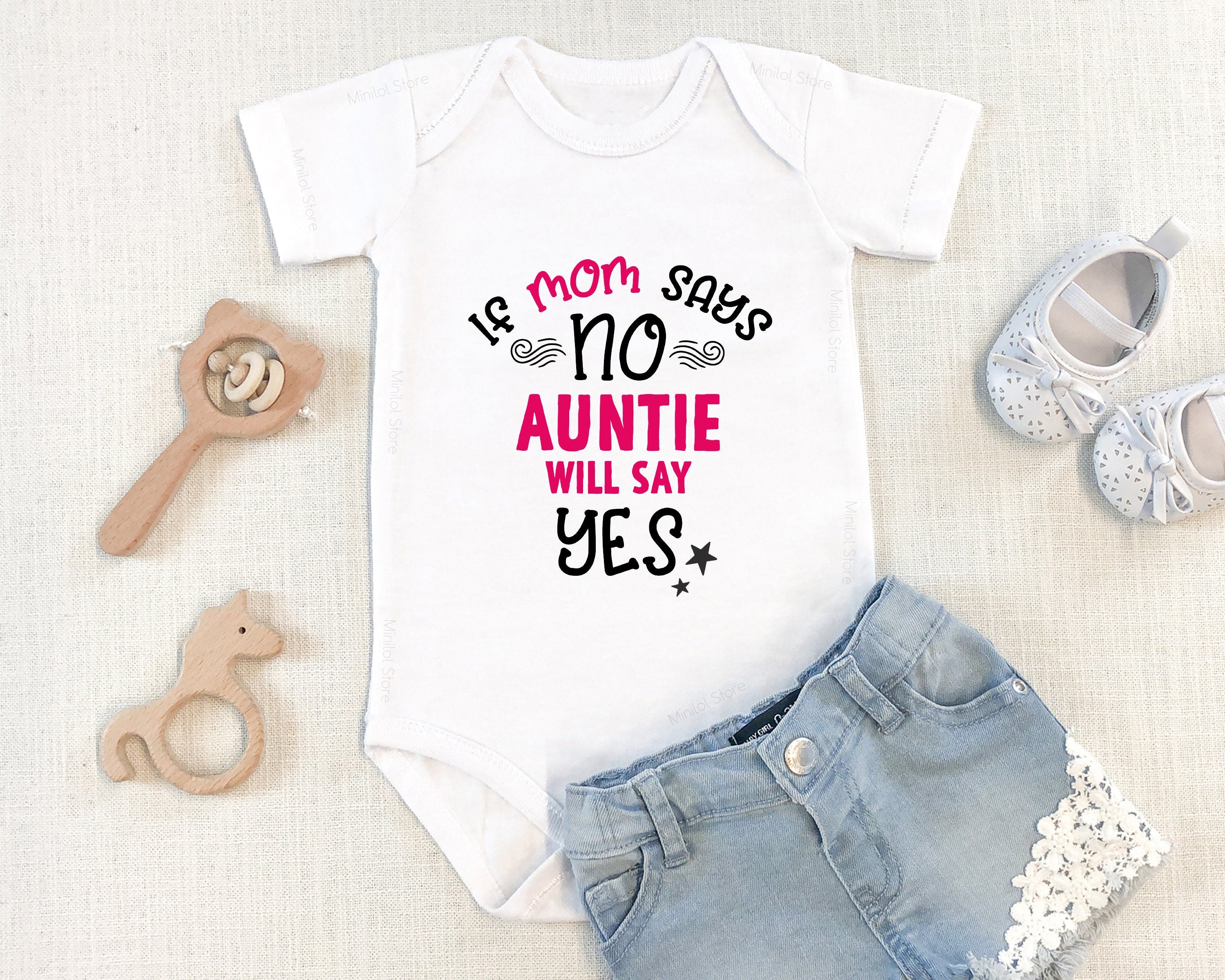 Auntie Will Say Yes Baby Onesie® Funny Aunt Baby Shower Gift, Nephew Baby Gift, New Niece Gift, Aunt Baby Gift, Auntie Toddler Shirt