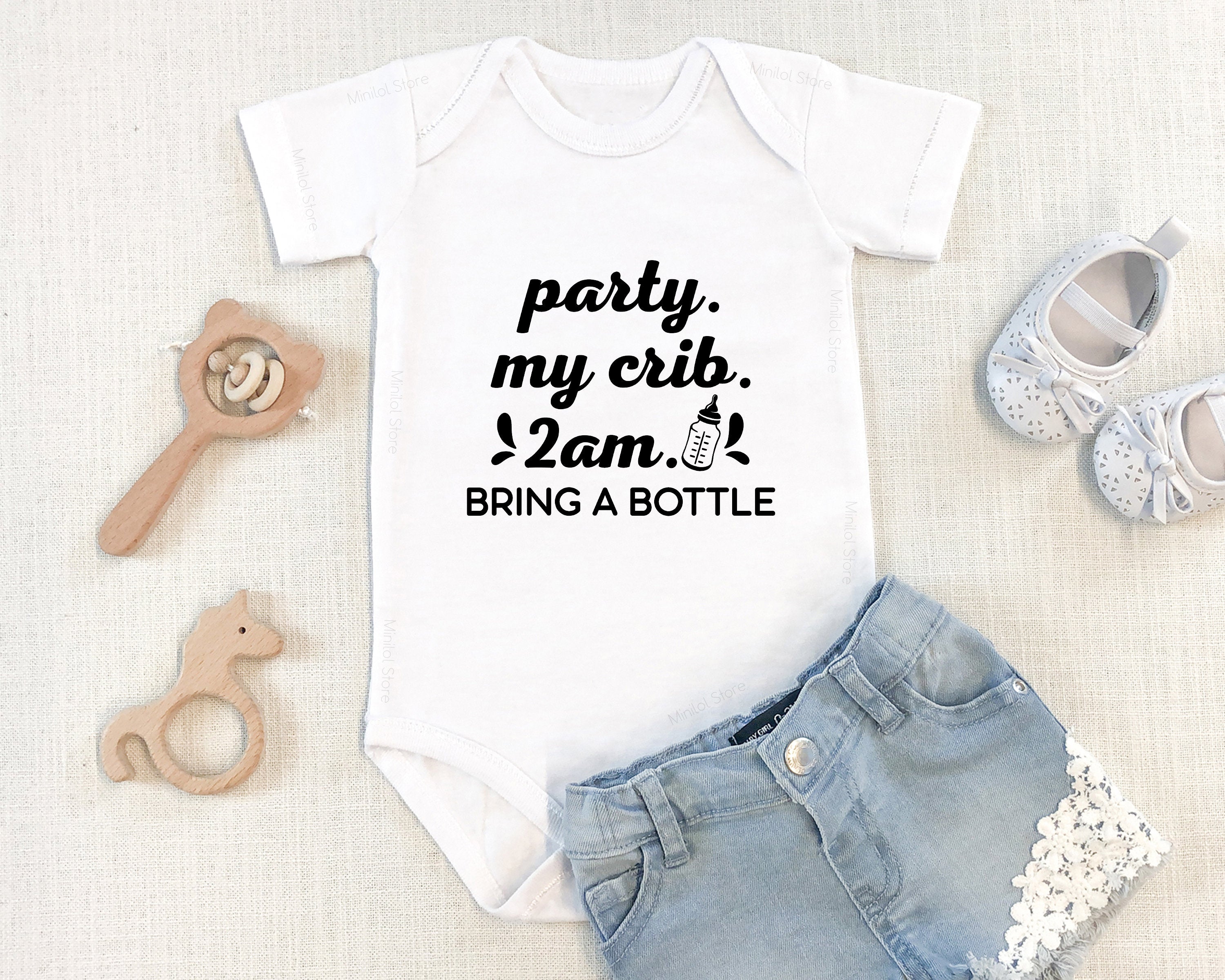 Funny Baby Onesie®, Party At My Crib 2A.M. Bring A Bottle Onesie® , Gifts For Baby Shower,Cute Baby Onesie®, Baby Boy And Baby Bodysuit