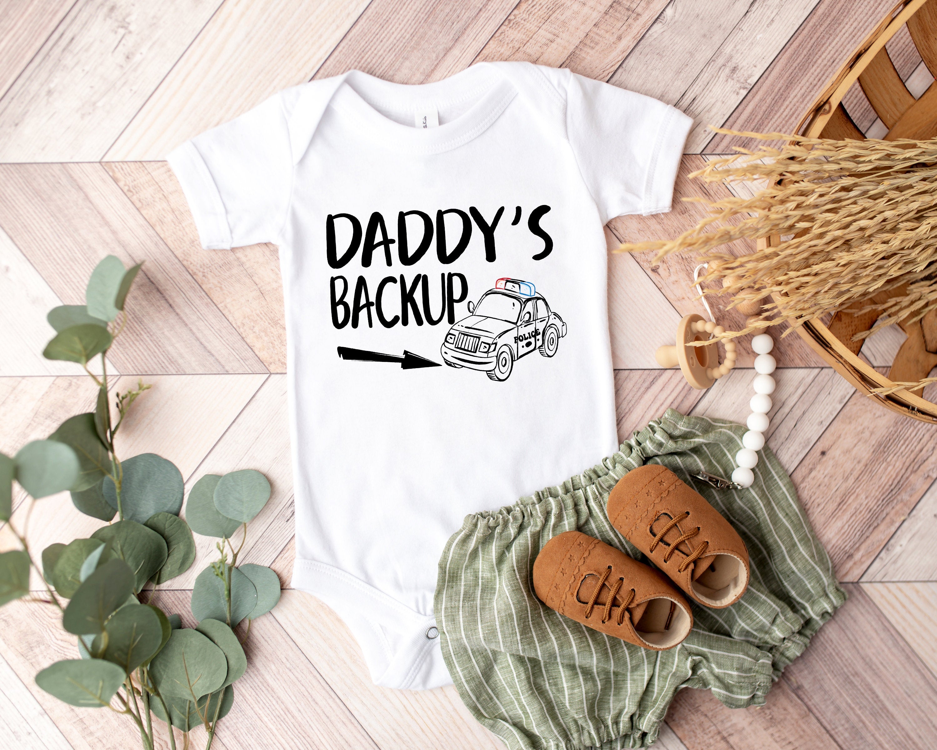 Daddy's Backup, Baby Onesie® Cop Onesie® Father's Day Onesie® Baby Boy Onesie® Police Officer, Newborn Onesie®