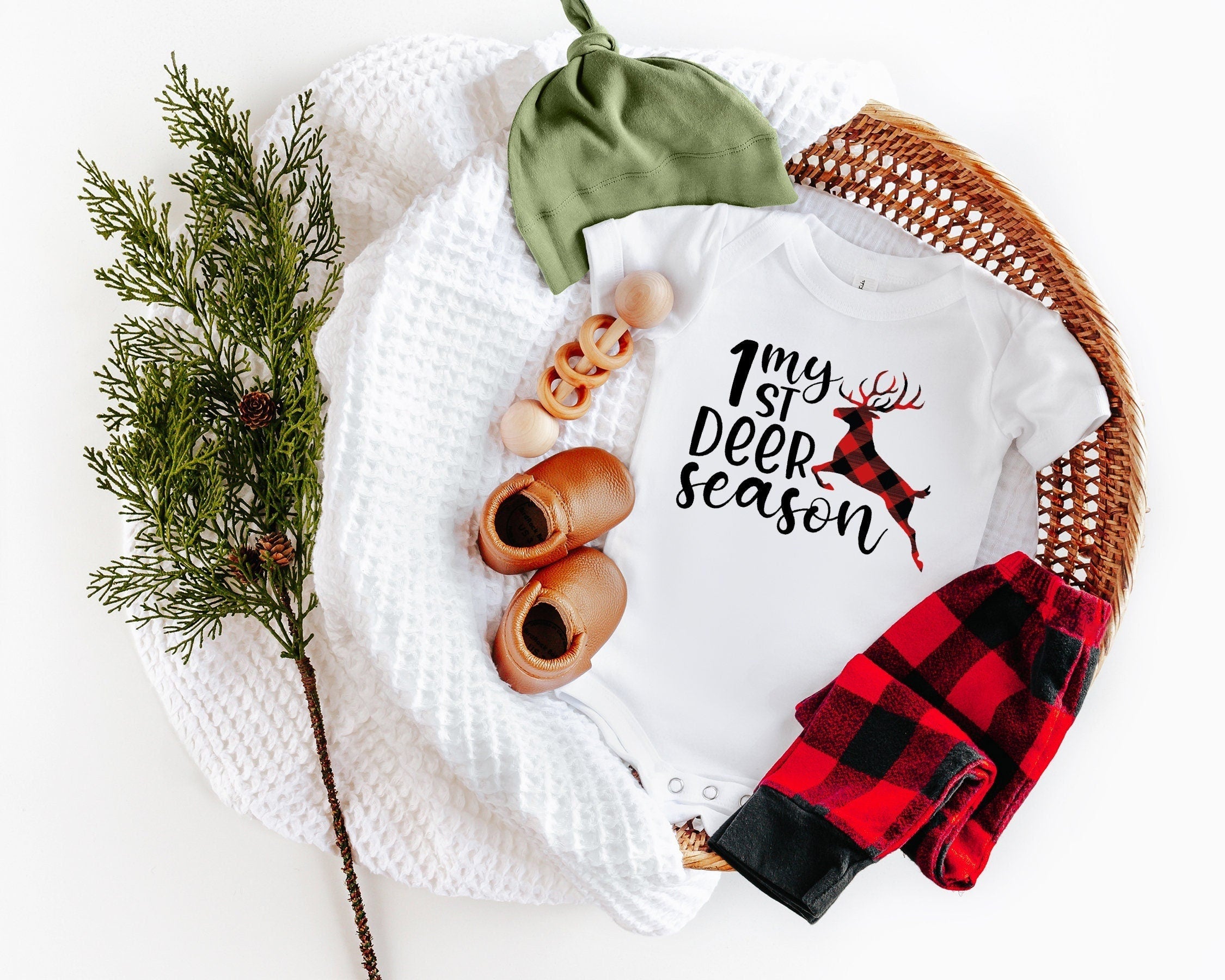 My 1st Deer Season Onesie® Deer Season Plaid Baby Bodysuit, Deer Hunting Baby Gift