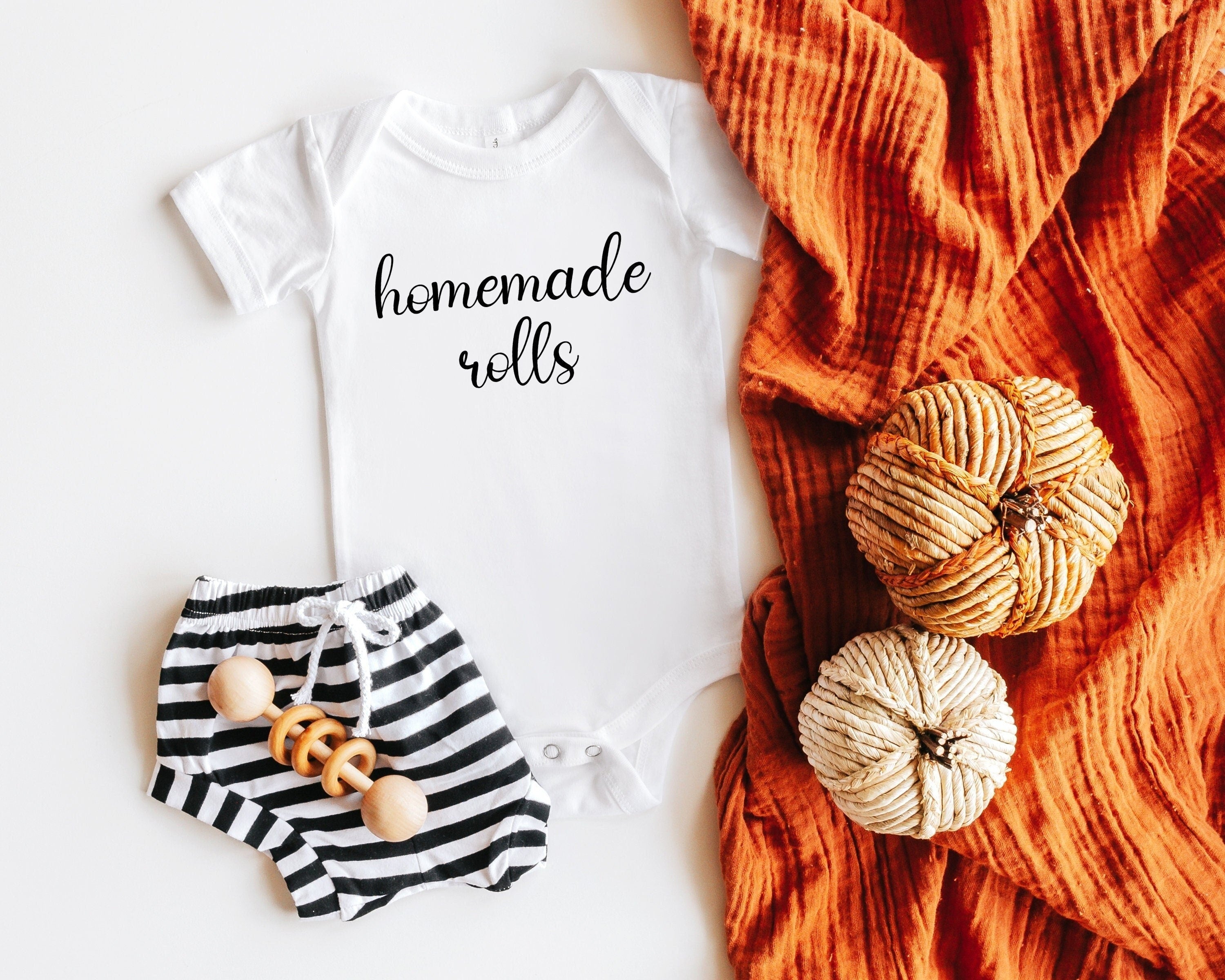 Homemade Rolls Baby Onesie®, Funny Onesie®, Cute Fall Onesie®, Thanksgiving Baby Onesie®