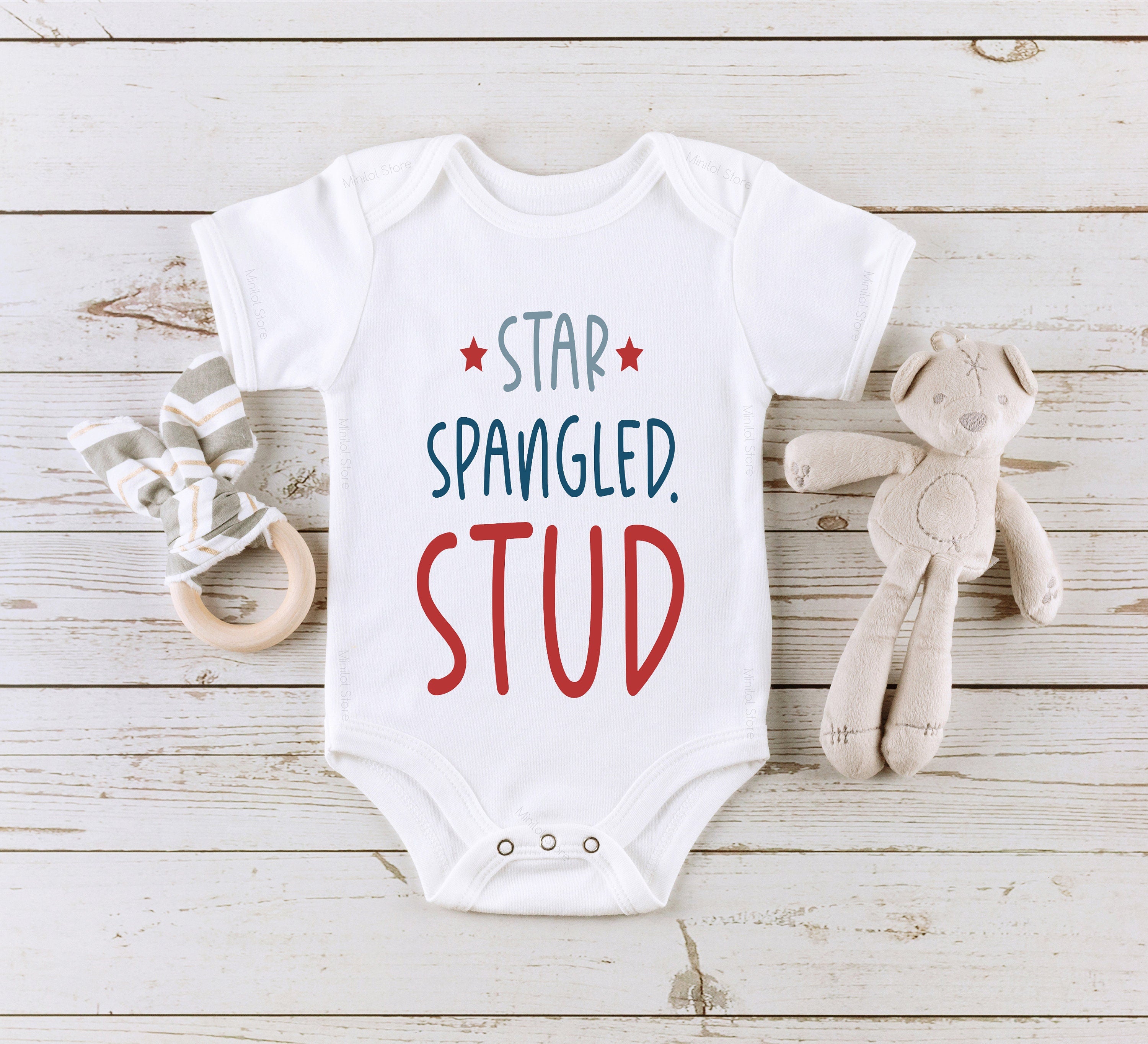 Star Spangled Stud Onesie® Cute Baby , Americana Bodysuit