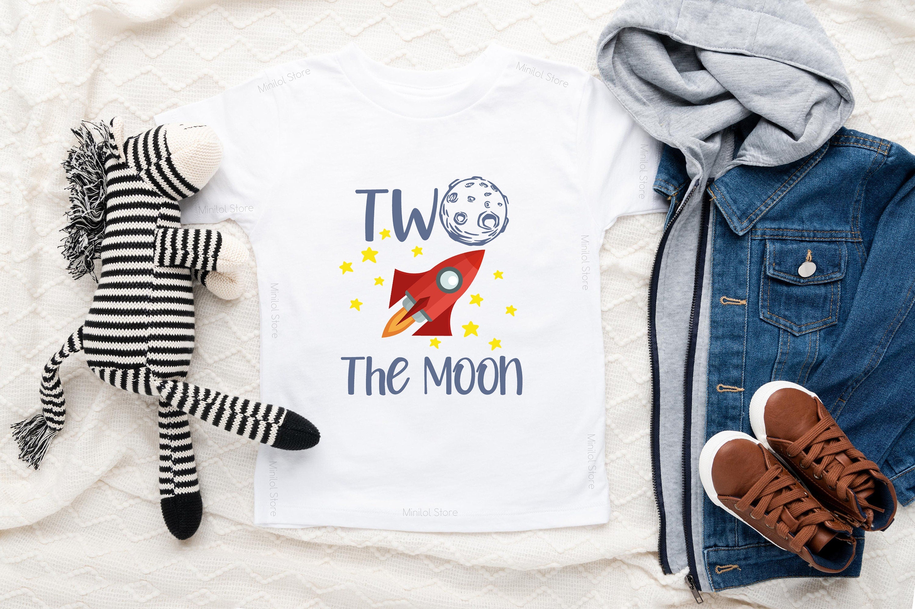 Two The Moon Birthday Shirt, Boys 2nd Birthday Outfit, Boys Space Birthday Party Birthday Shirt, Boys Space Second Birthday