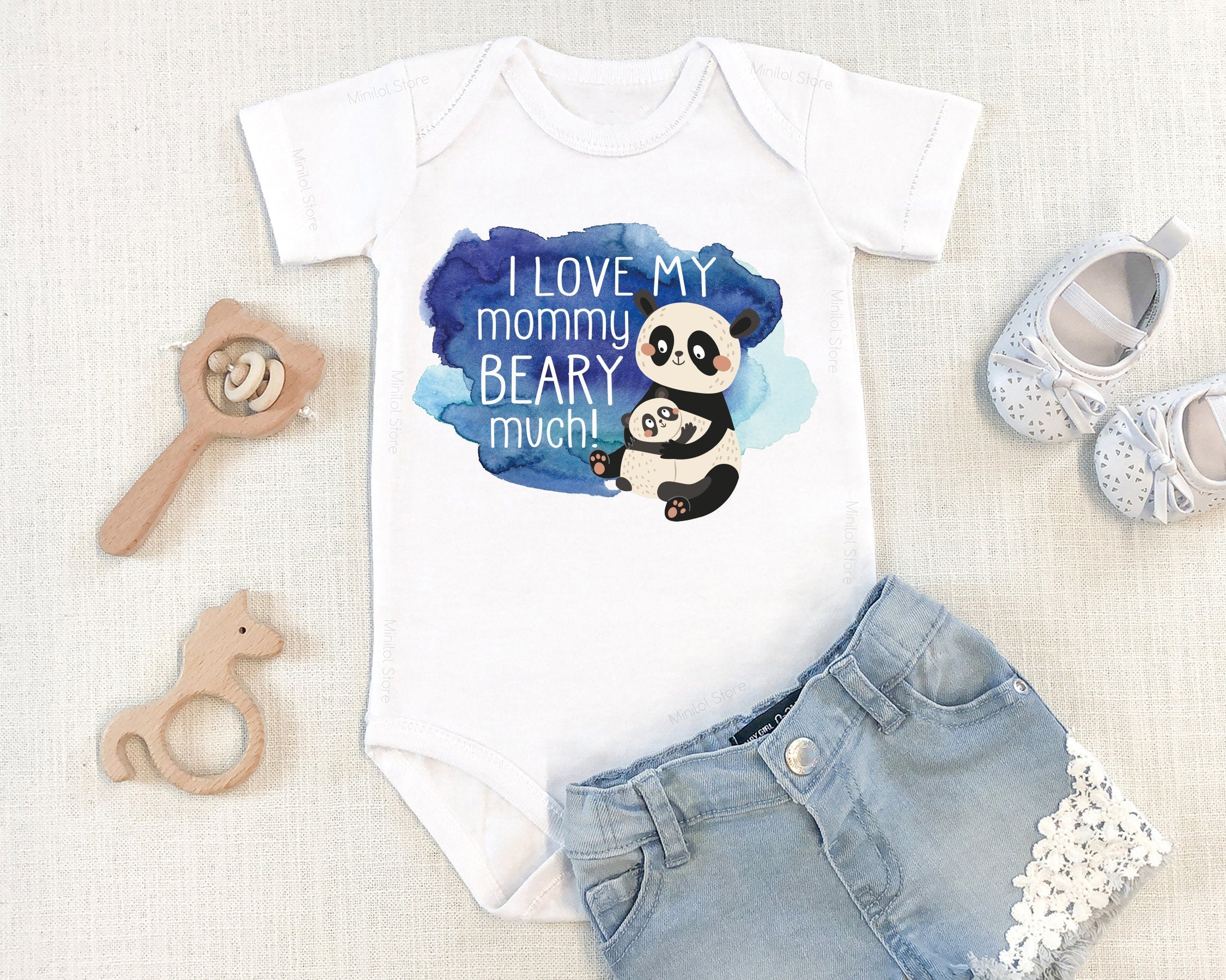 I Love My Mom Beary Much Onesie® Mother's Day Toddler Shirt, Mother's Day Gift