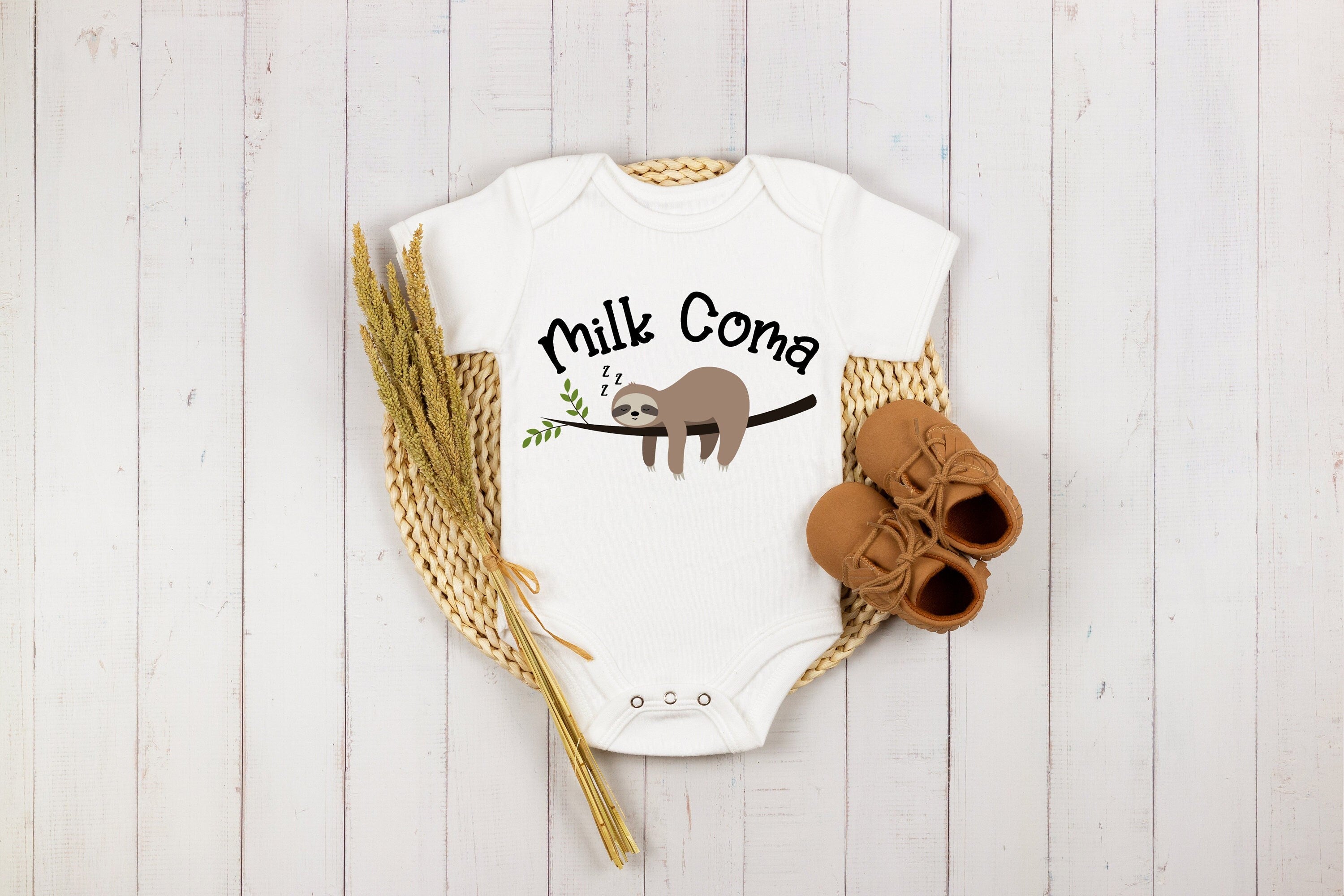 Sloth Baby Onesie® "Milk Coma" Baby Onesie®, Funny Baby Onesie®, Cute Baby Onesie®, Hipster Baby Onesie®