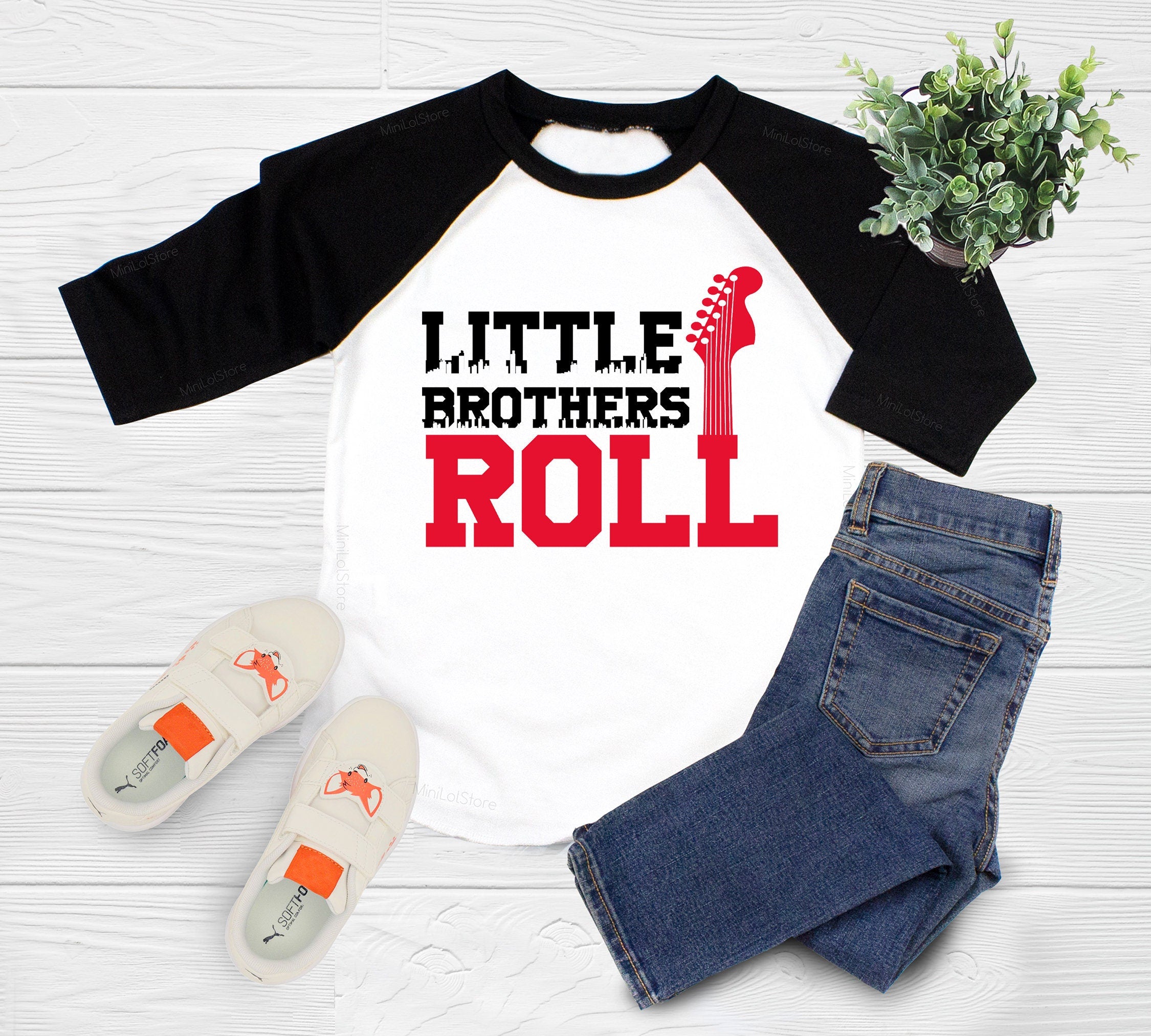 Little Brother Kids Tshirt, Little Brothers Rock Raglan, Rock And Roll Shirt