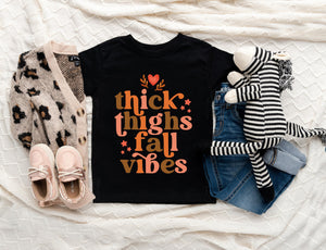 Baby bodysuit and kids shirt style options for Thick Thighs & Fall Vibes