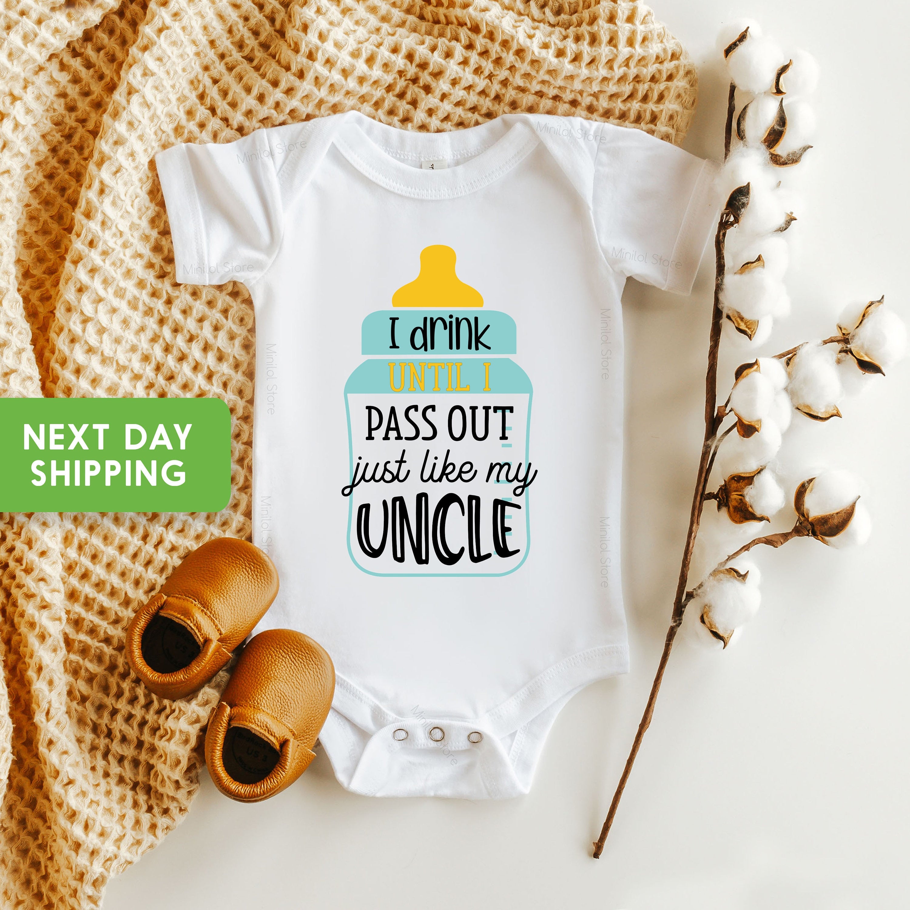 Uncle Onesie®, I Drink Until I Pass Out Like My Uncle Baby Onesie®, Funny Baby Onesie®, Cute Bottle Baby Onesie®