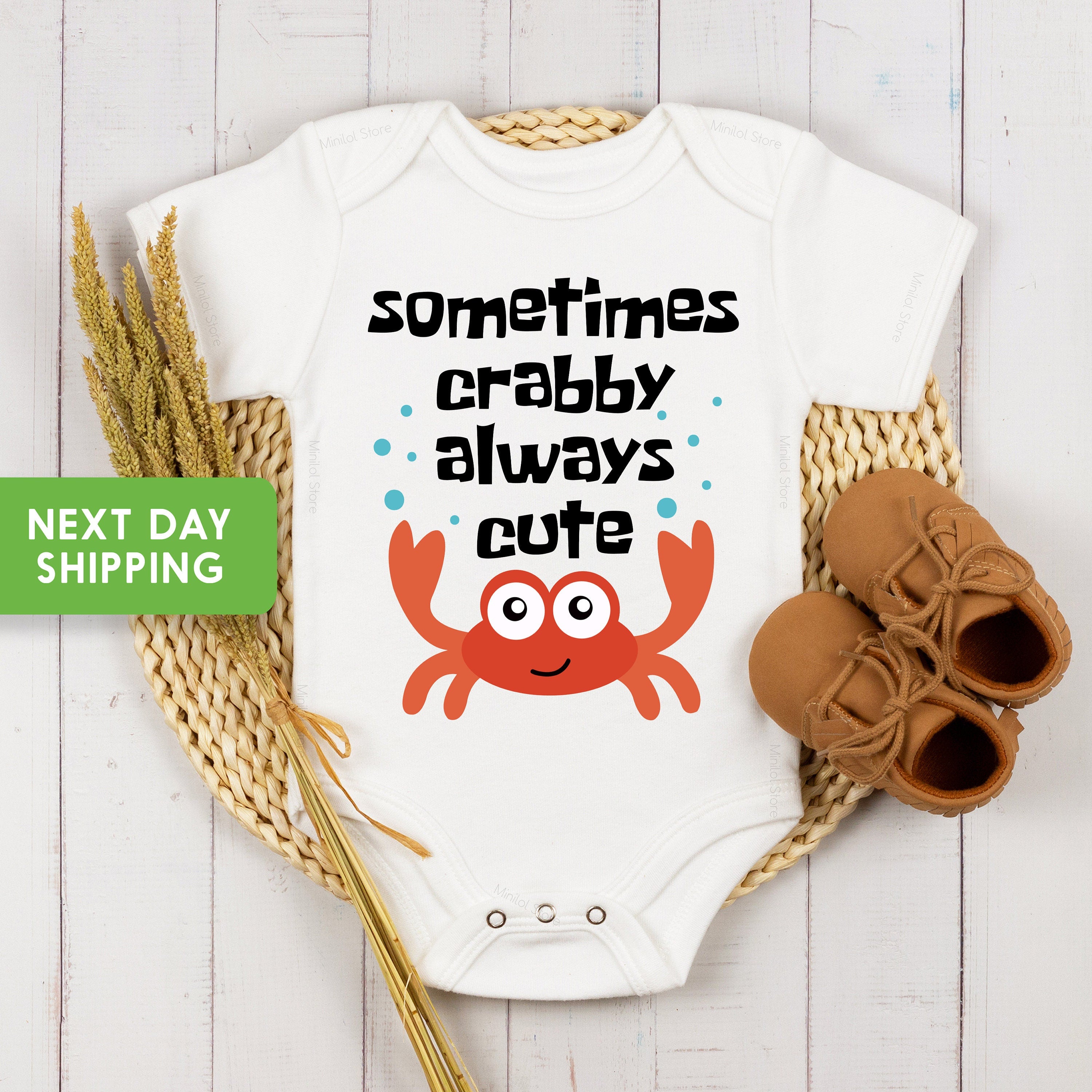 Sometimes Crabby Always Cute Onesie® Newborn Onesie® Cute Crabby Bodysuit