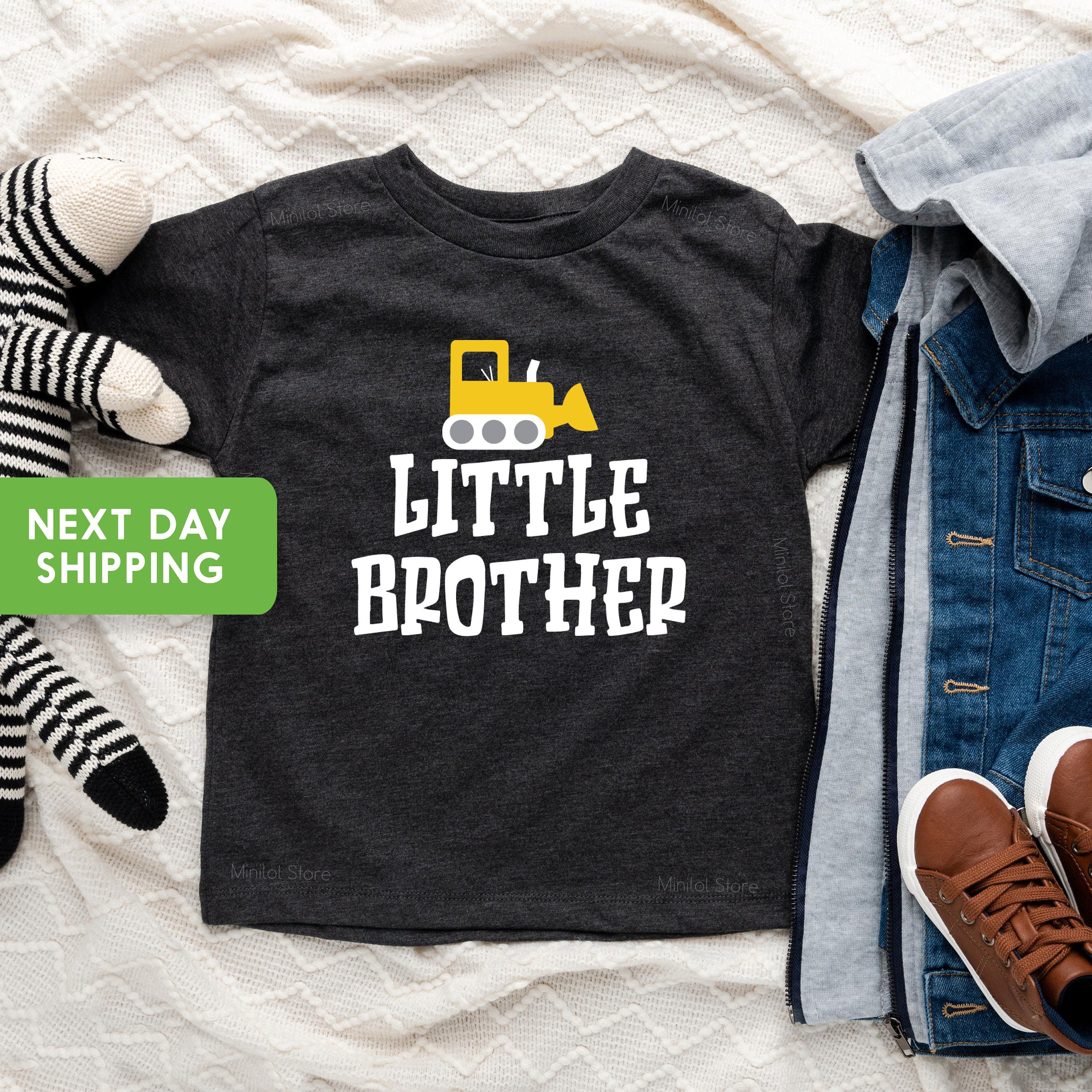 Little Brother Kids Tshirt, Little Brother Raglan, Construction Little Brother Shirt, Digger Shirt, Brotherhood Announcement