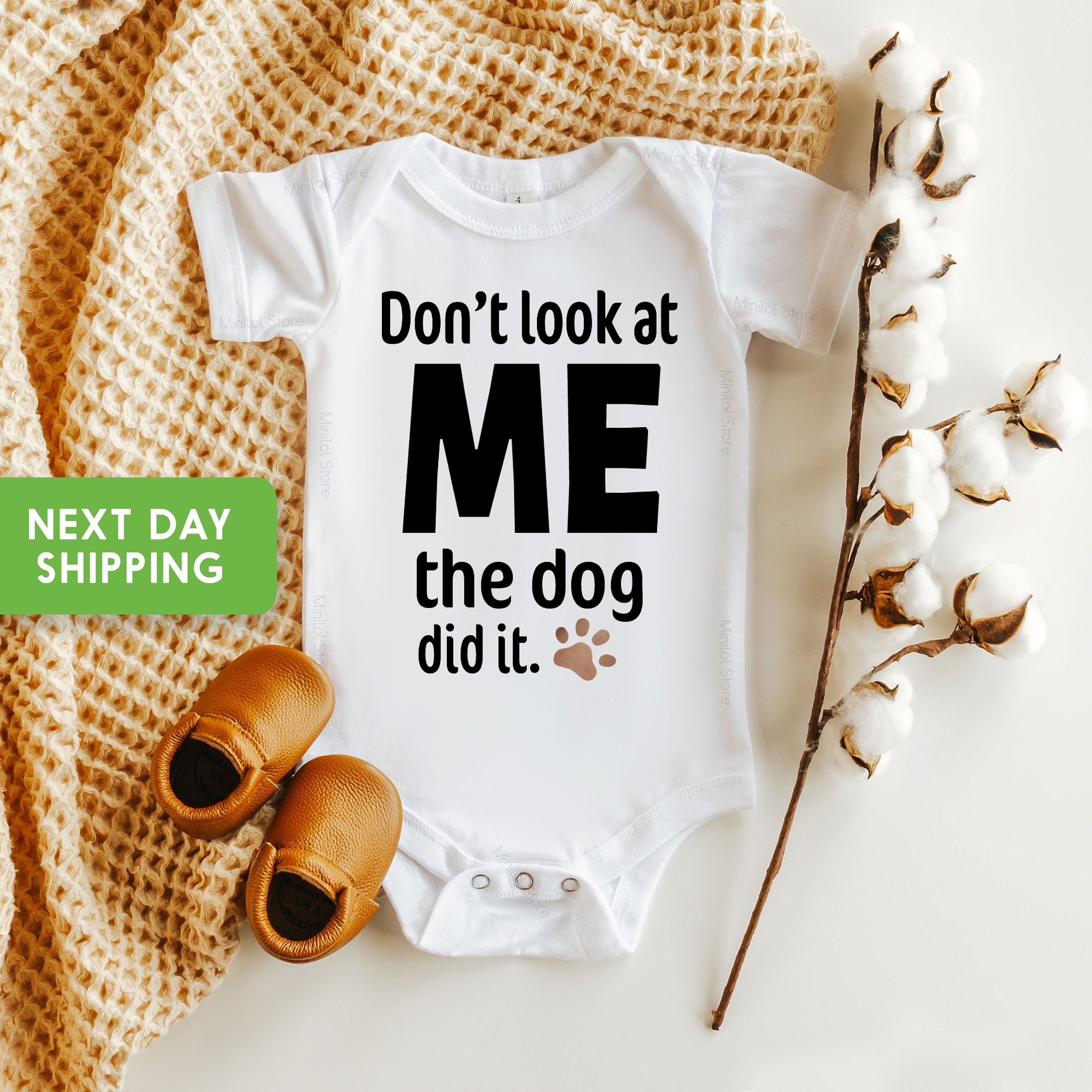 The Dog Did It Onesie® Funny Baby Bodysuit, Cute Pet Shirt