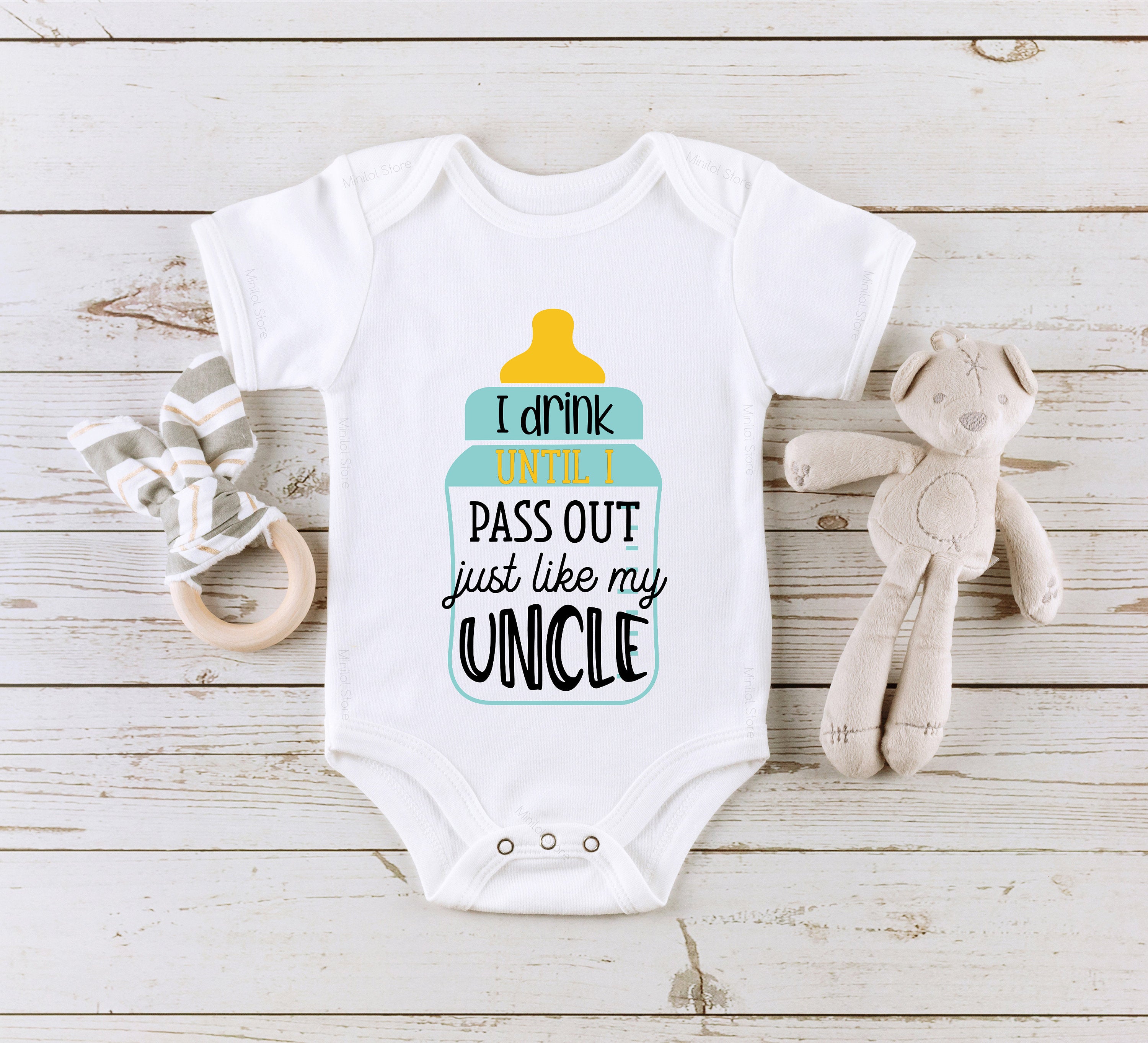 Uncle Onesie®, I Drink Until I Pass Out Like My Uncle Baby Onesie®, Funny Baby Onesie®, Cute Bottle Baby Onesie®