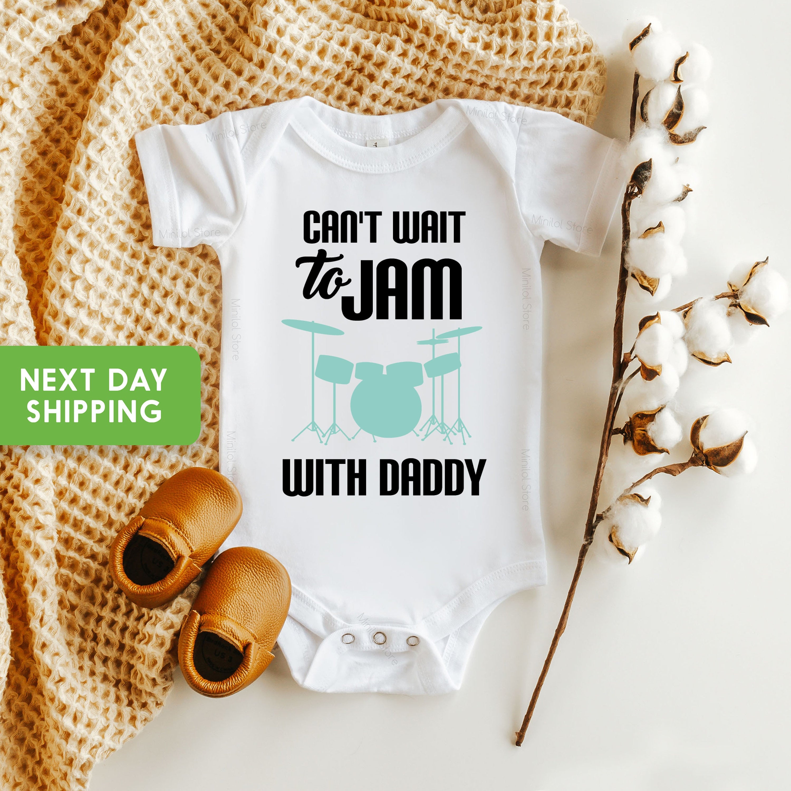 Baby Announcement Onesie® Jam With Daddy Baby Onesie® Rock Baby Onesie® Band Member Baby Onesie® Future Rock Musician Onesie®