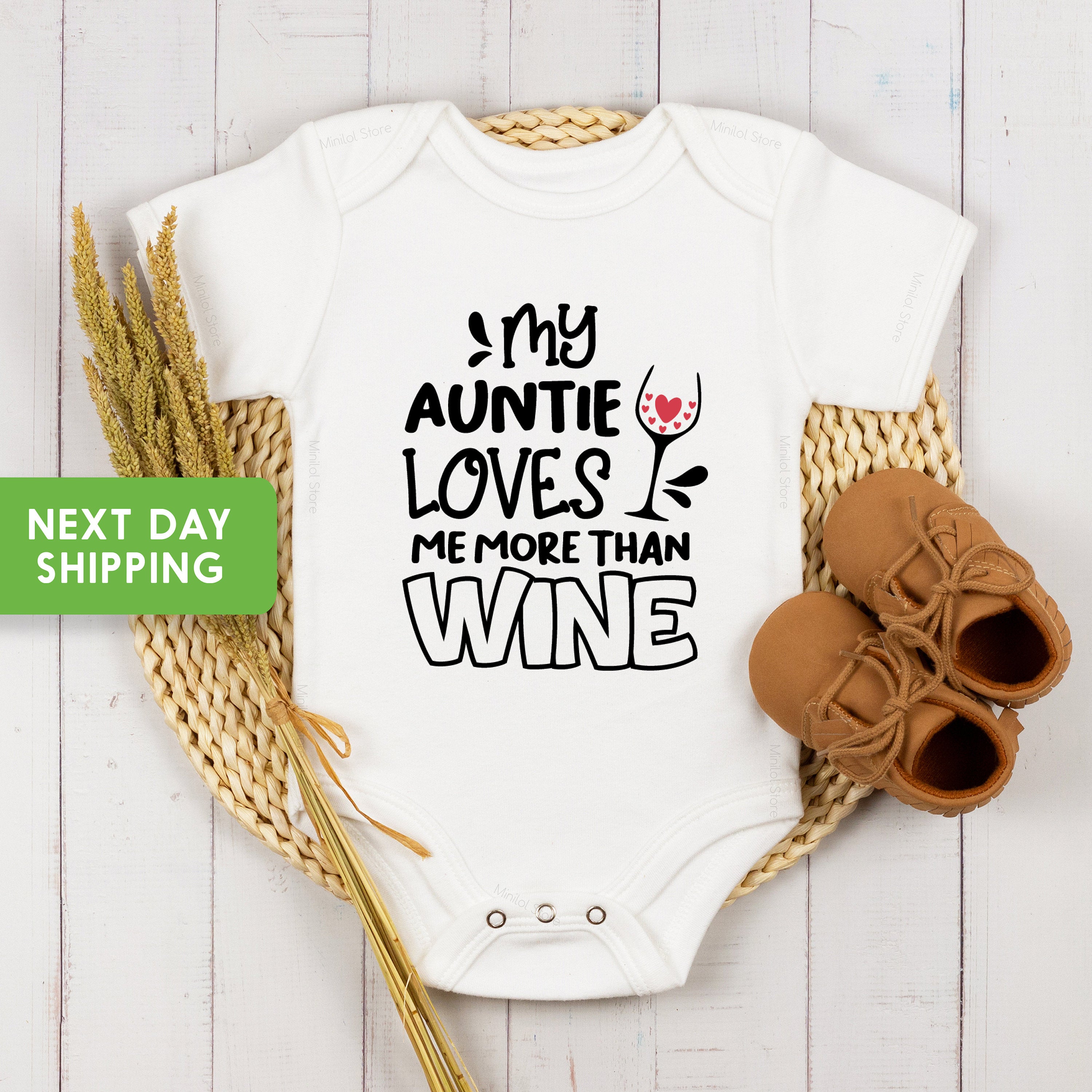 My Auntie Loves Me More Than Wine Onesie® Funny Aunt Onesie®