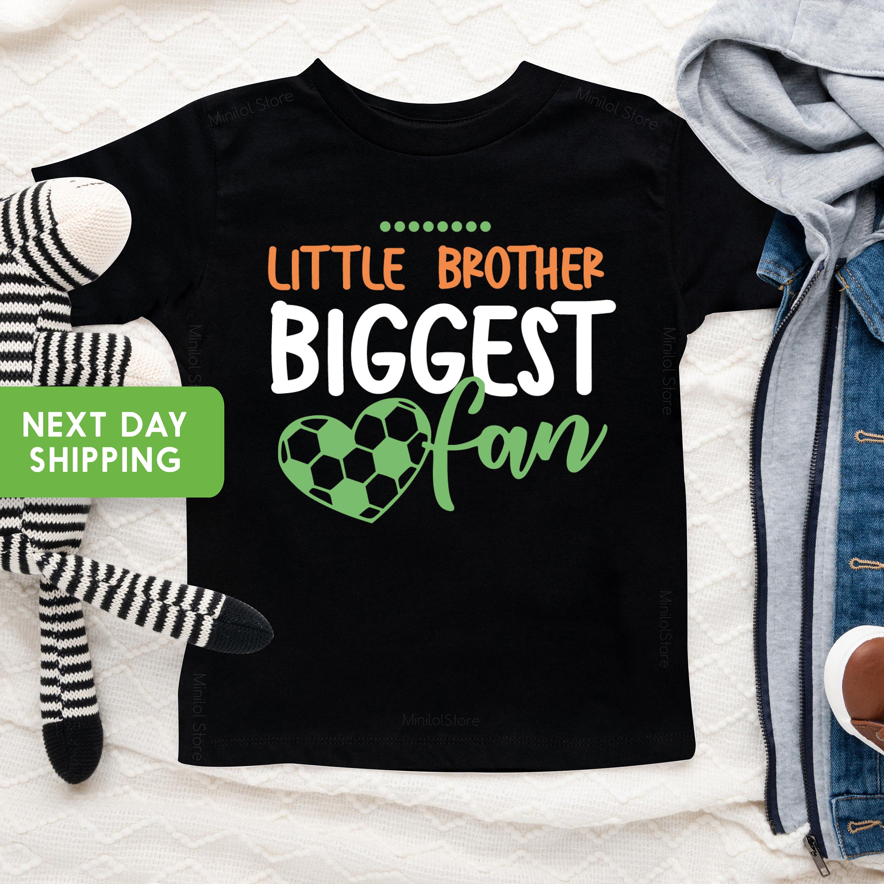 Little Brother Biggest Fan Boys Raglan Shirt, Brother Biggest Fan Soccer Shirt, Cute Soccer Boys Toddler Shirt, Lil' Brother Shirt