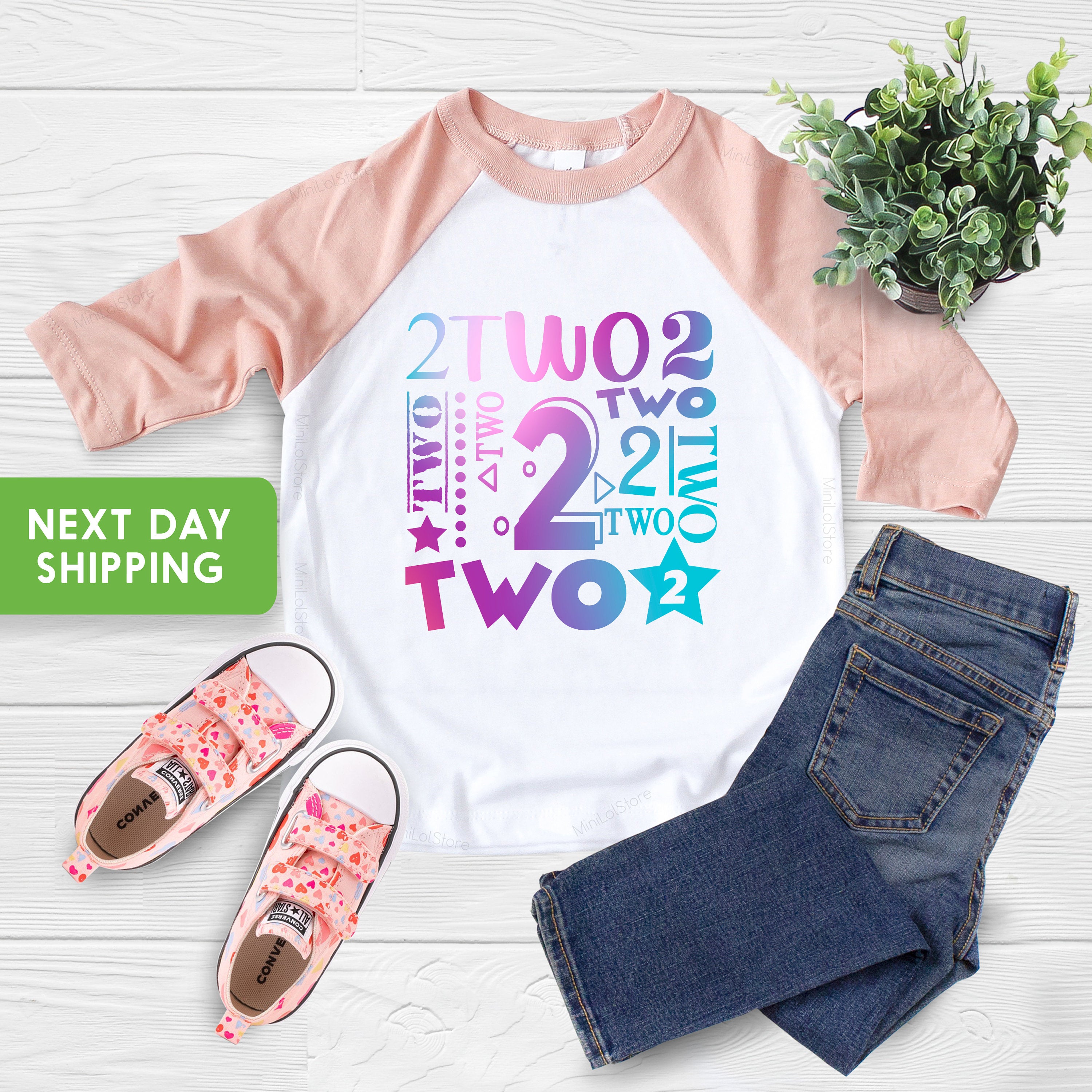 Second Birthday Shirt, Girl Two Birthday Shirt, Second Birthday  Raglan Shirt, Two Girl Birthday Shirt