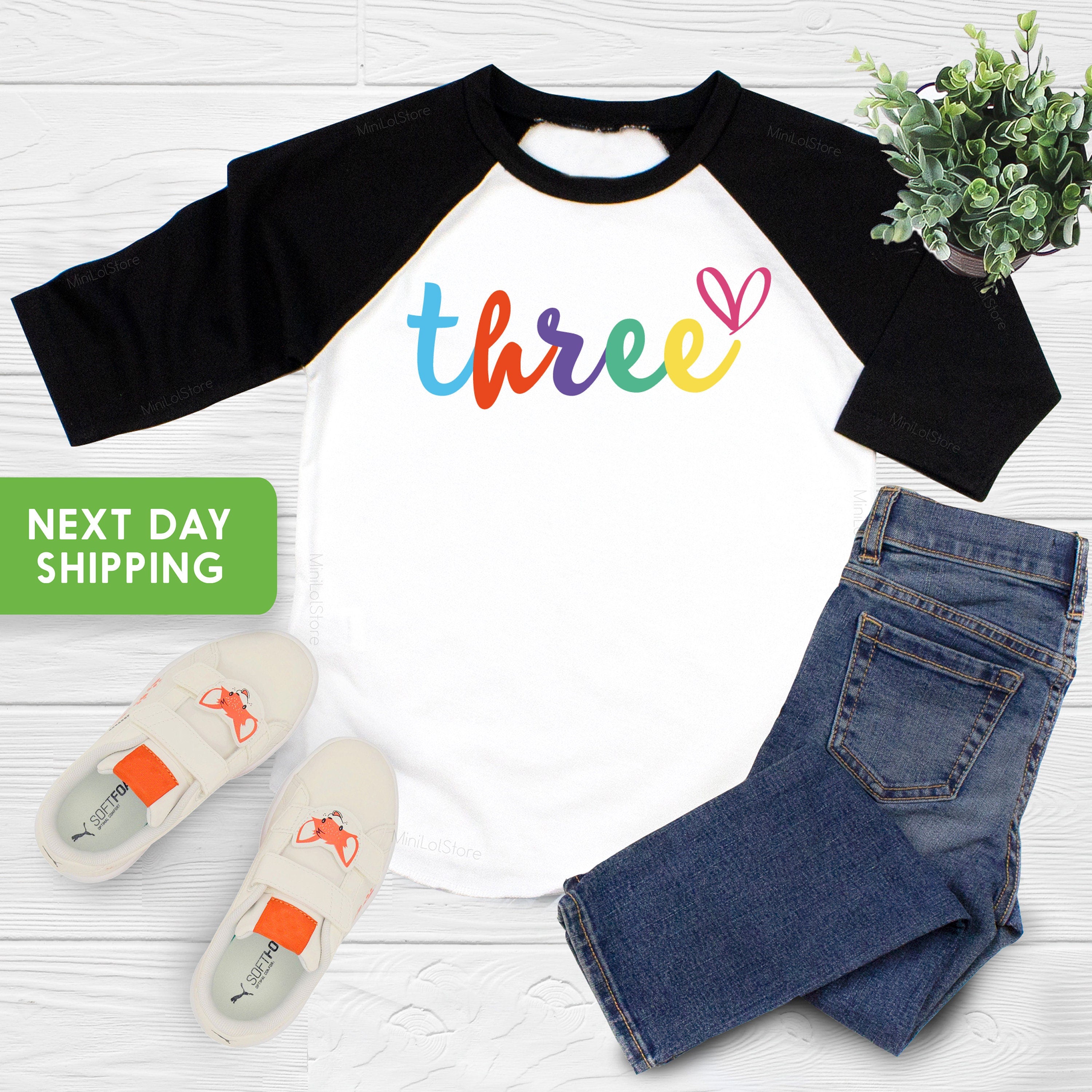 Three Shirt, 3rd Birthday Shirt, Three Years Old Birthday, 3rd Birthday Outfit, Heart Shirt, Baby Girl Shirt, Third Birthday Shirt