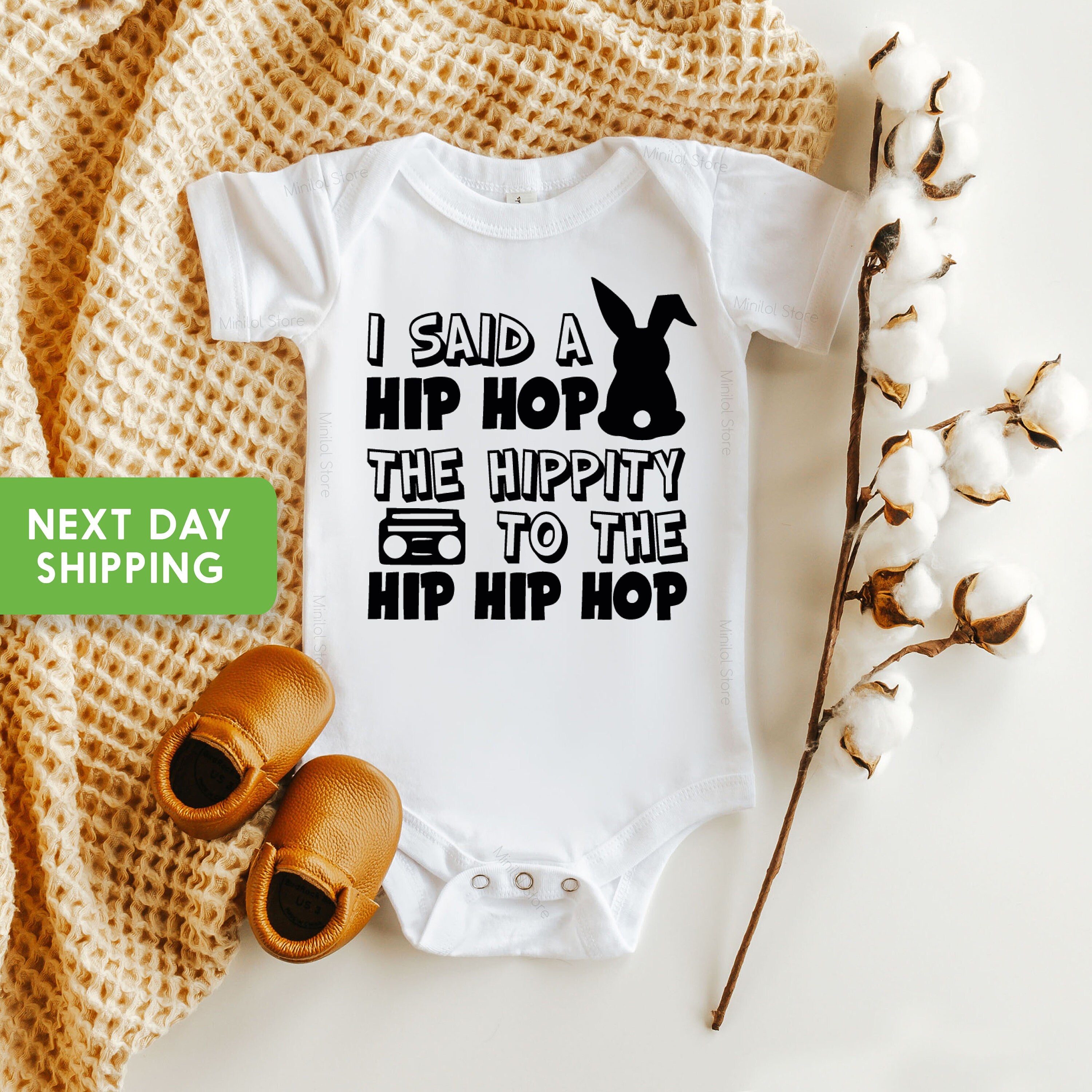 Baby Onesie® Hipster Bunny, I Said A Hip Hop, Easter Onesie® Bunny Onesie® Bodysuit, Baby Boy, Girl, Newborn Clothing