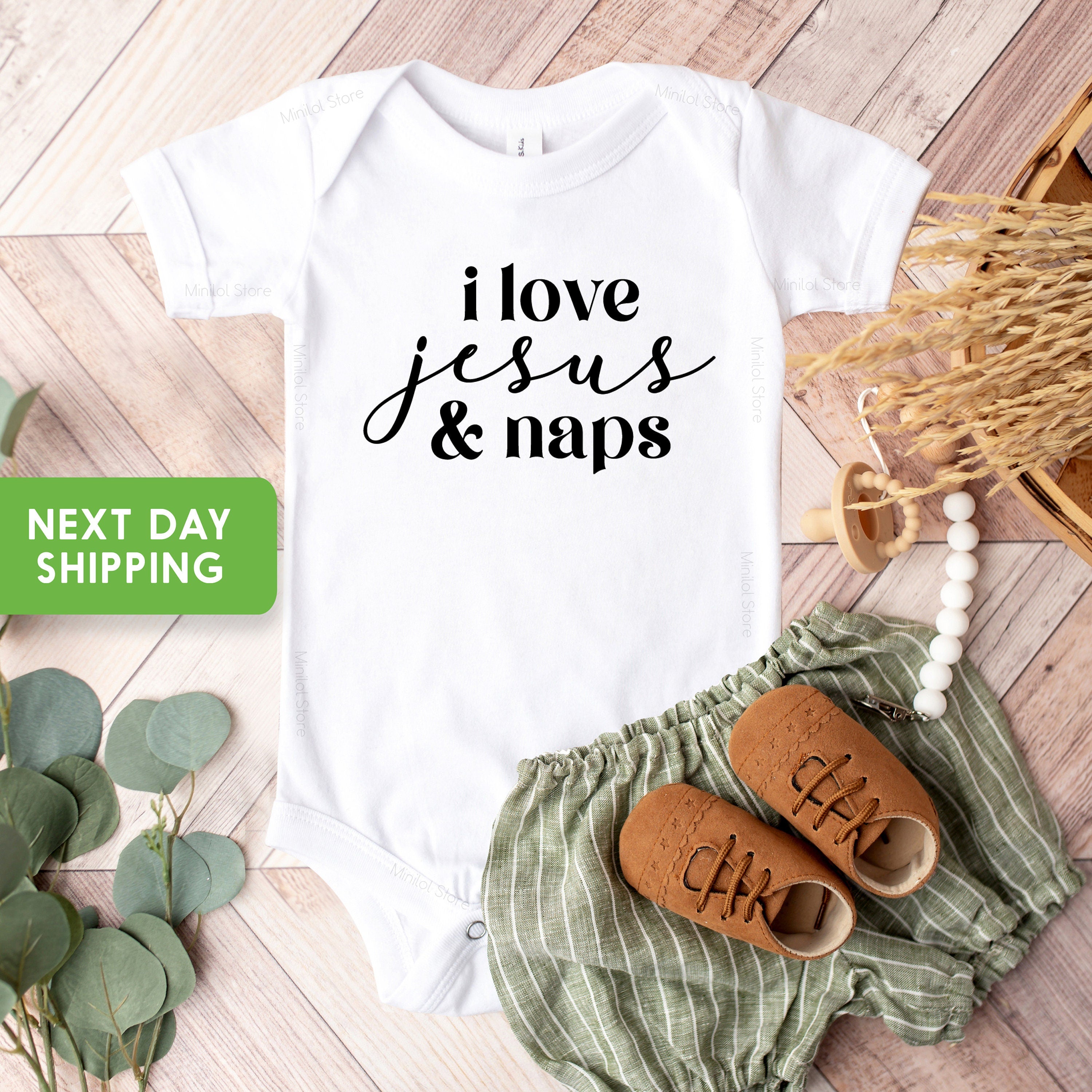 I Love Jesus & Naps Onesie®, Nap Time Bodysuit, Religious Baby Onesie®, Cute I Love Jesus and Naps Baby Onesie®