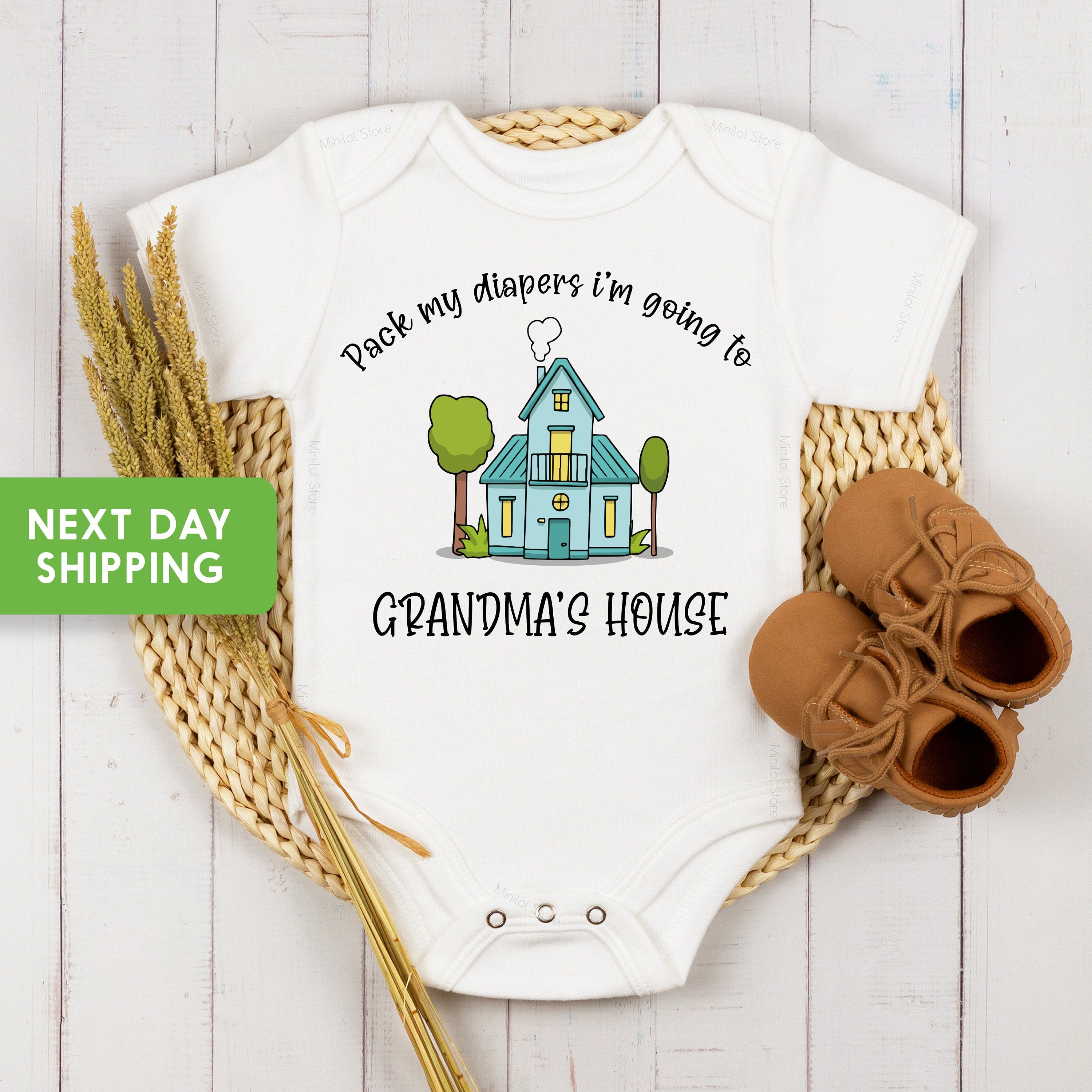 Pack My Diapers I'm Going To Grandma's House Onesie® Funny Baby , Baby Onesie® Girl Onesie® Baby Boy Onesie® Baby Shower Gift