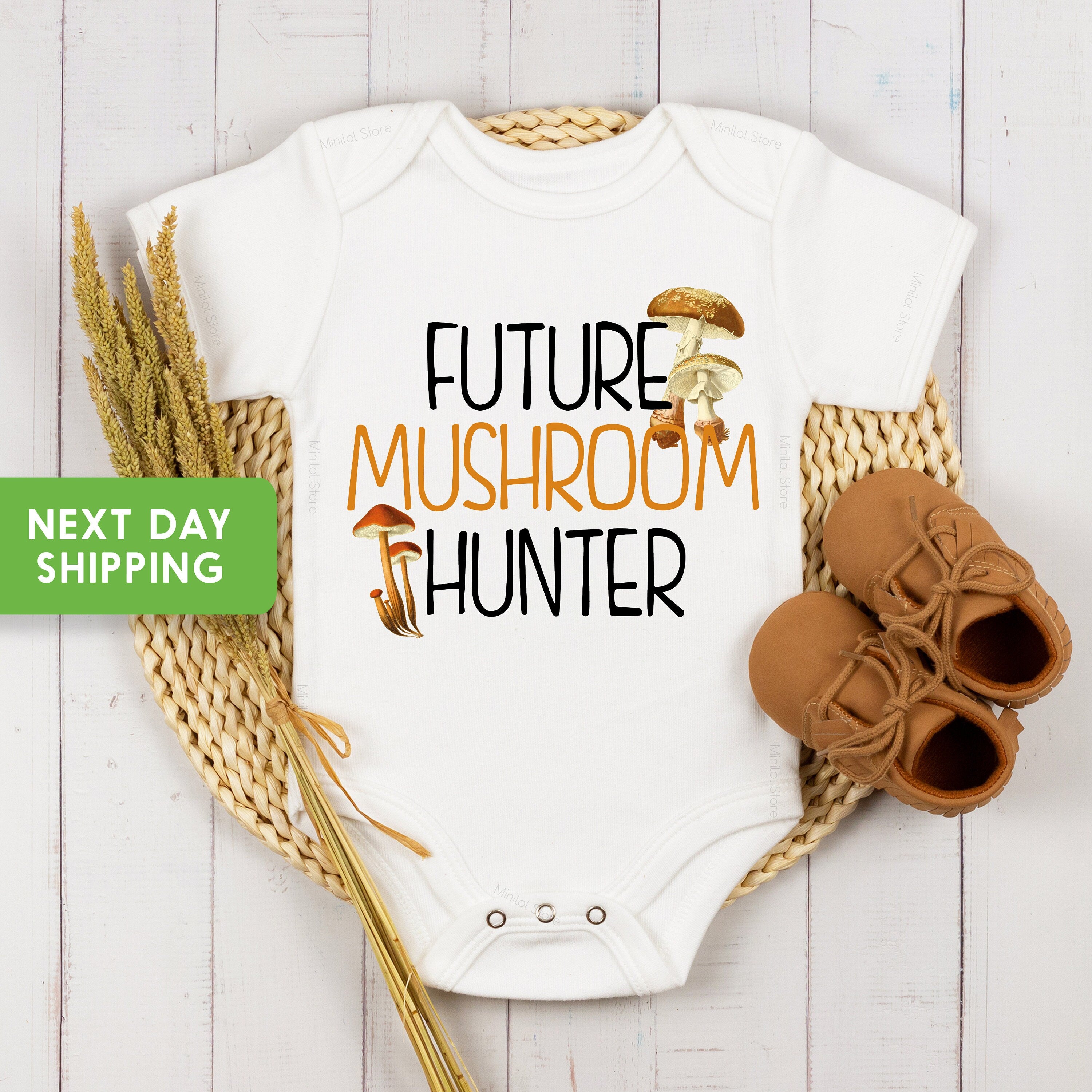 Future Mushroom Hunter Baby Onesie® Mushroom Forager Baby Onesie® Mushroom Bodysuit, Adventure Onesie®