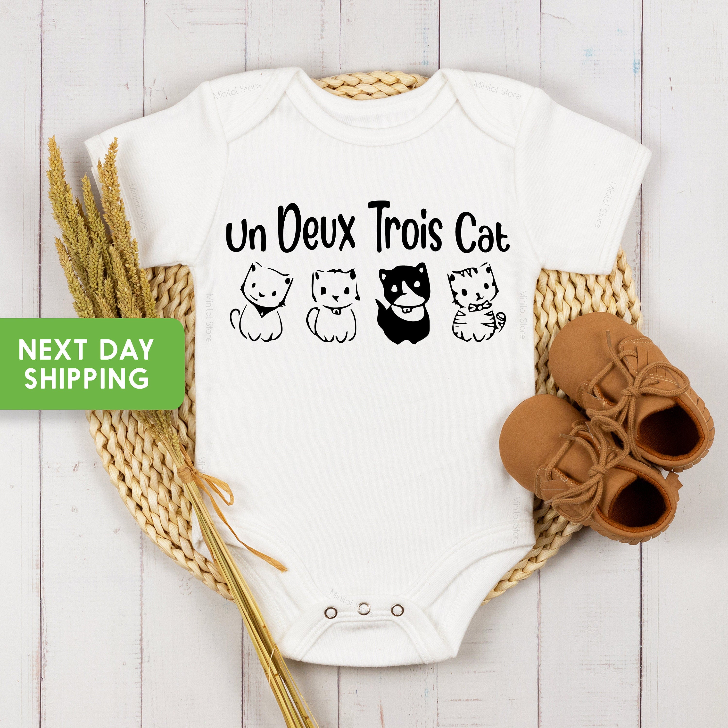 Un Deux Trois Cat Onesie, Cat Owner Gift, Cat Lady, Funny Cat, Funny French Cat Onesie, Kitten Toddler Shirt, Cat Lover Gift, Cute Baby Gift