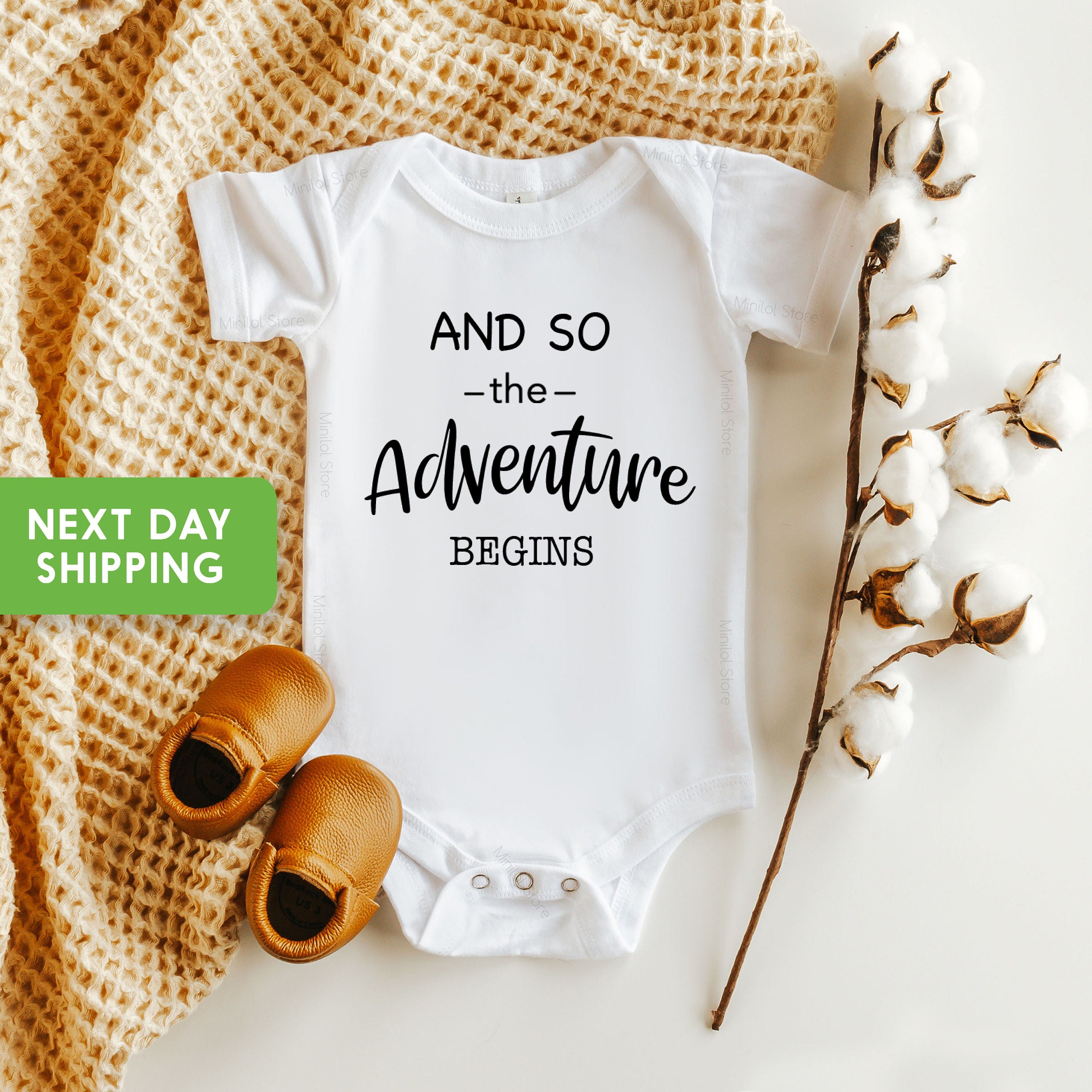 Pregnancy Reveal Onesie®, And So The Adventure Begins Onesie®, Cute Announcement Onesie®, Newborn Bodysuit, Baby Announcement