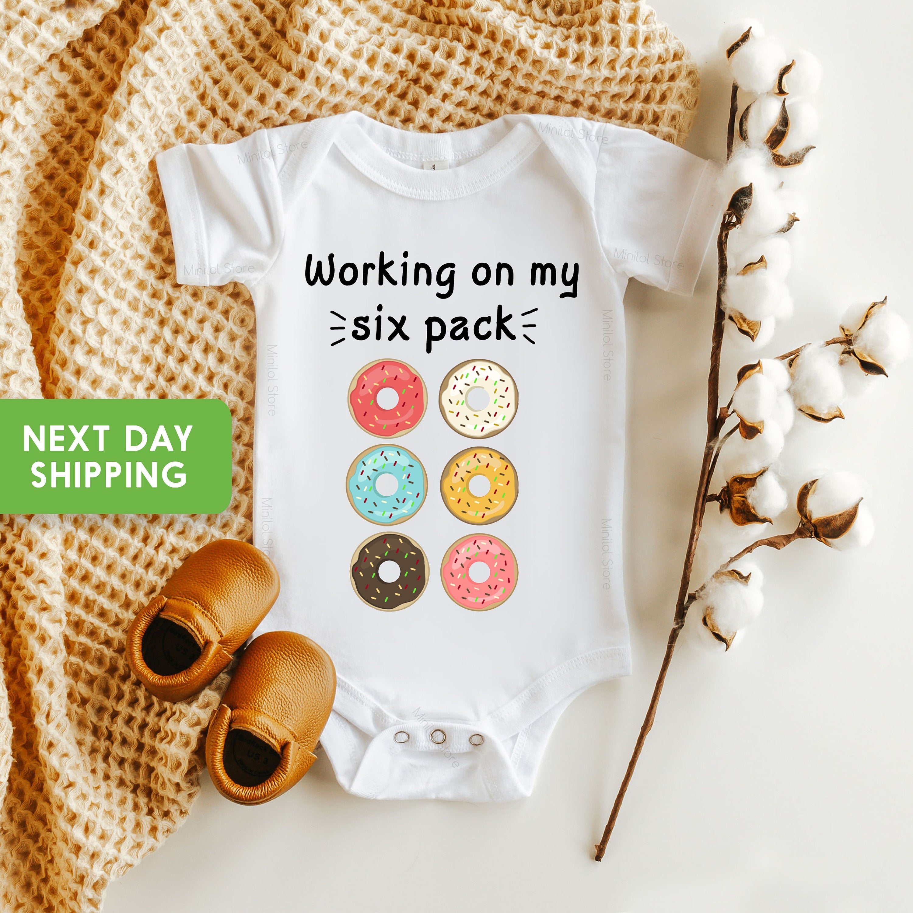 Working On My Six Pack Onesie®, Unisex Baby Onesie®, Baby Onesie®Funny, Baby Shower Gift