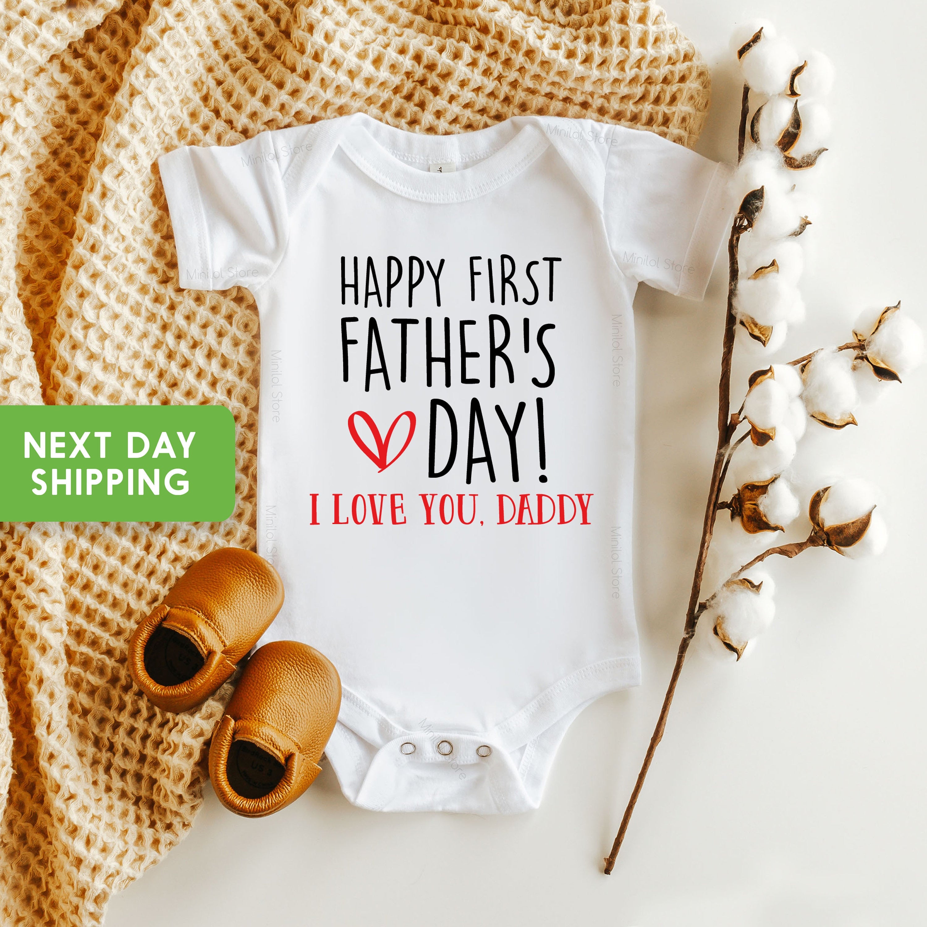 First Father's Day Onesie® Happy First Father's Day! I Love You Daddy Baby Bodysuit, 1st Fathers Day Gift From Daughter, Gift From Son