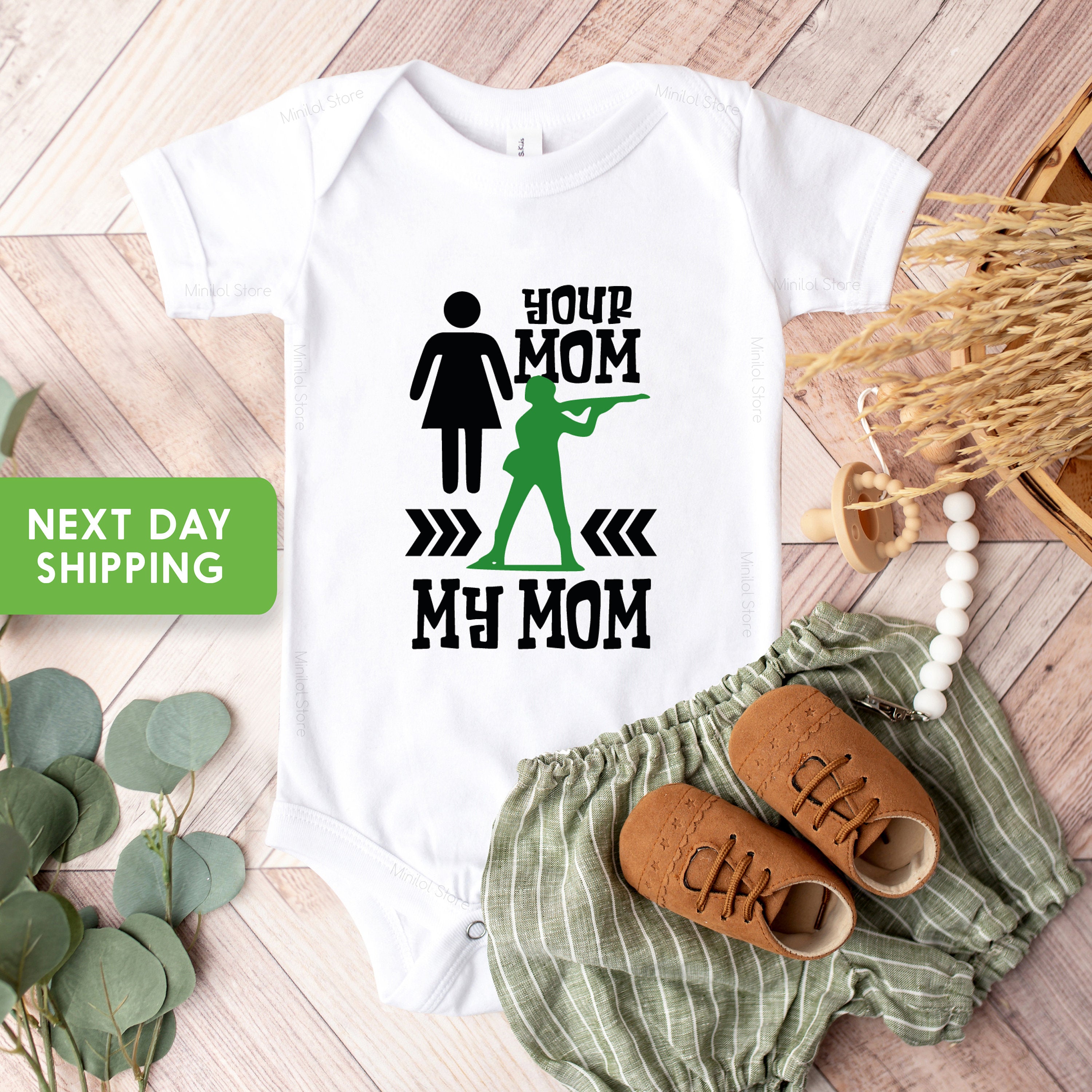 Mom Military Onesie® Your Mom, My Mom Onesie® Cute Army Mom Baby Onesie® Memorial Day Onesie®