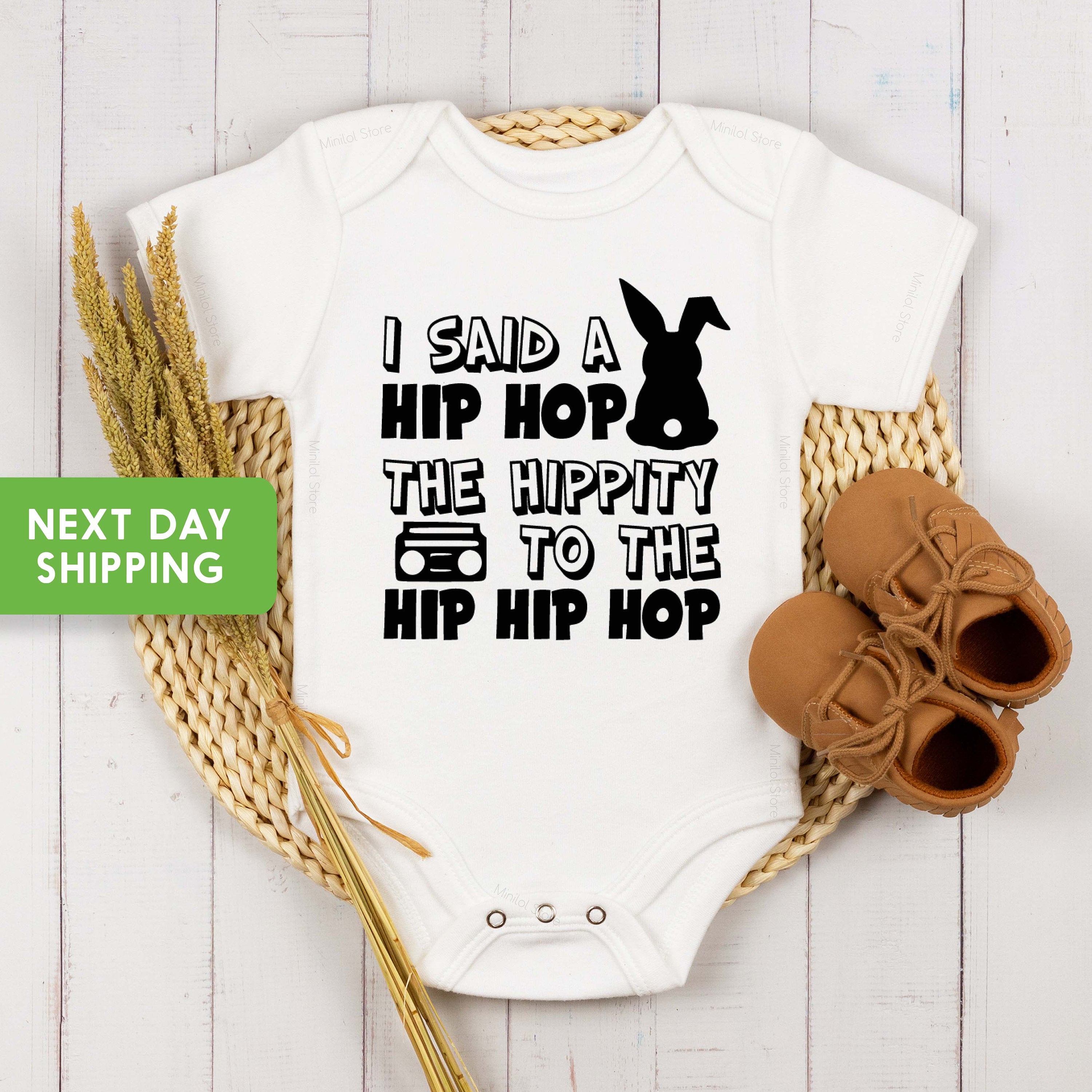 Baby Onesie® Hipster Bunny, I Said A Hip Hop, Easter Onesie® Bunny Onesie® Bodysuit, Baby Boy, Girl, Newborn Clothing